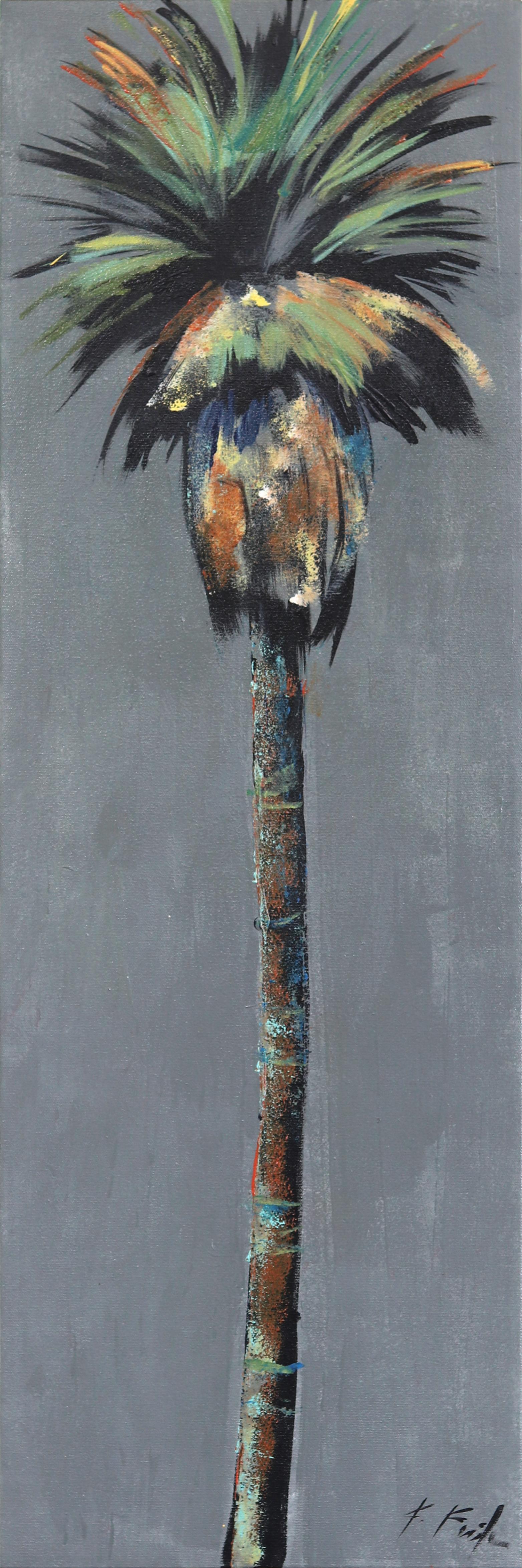 Stormy Palm - Quadro originale ispirato alla spiaggia scura