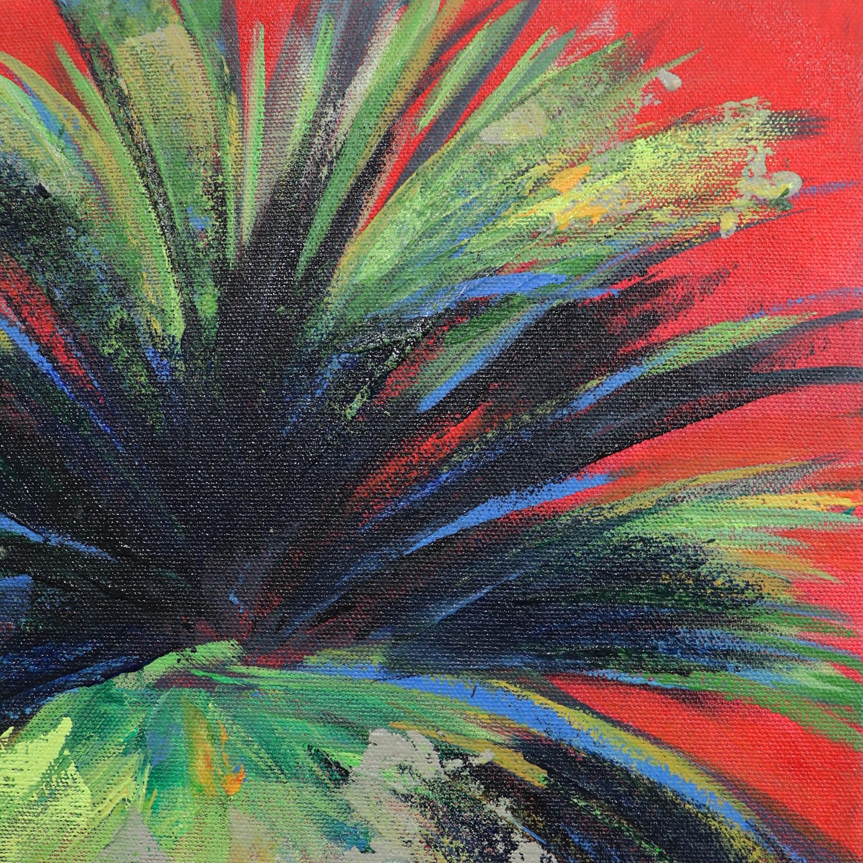 Summer Palm - Black Landscape Painting by Kathleen Keifer