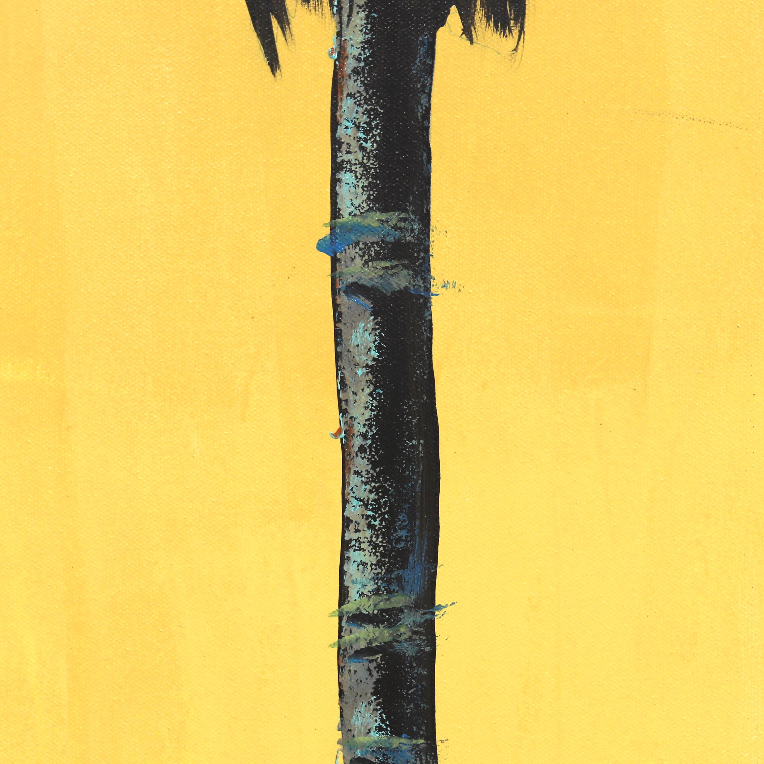 Sunrise Palm - Original Vibrant Yellow Beach Inspired Painting For Sale 5