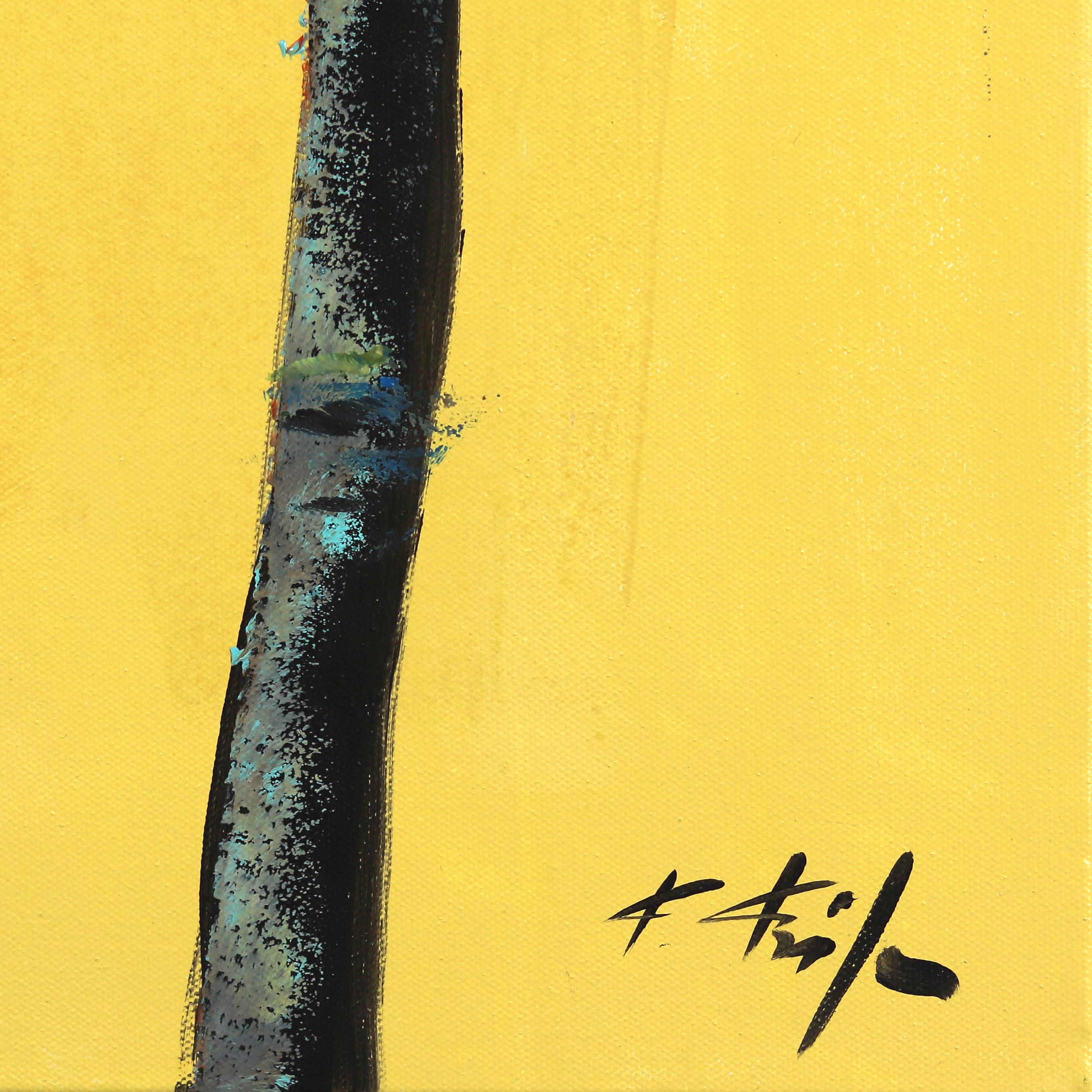 Sunrise Palm - Original Vibrant Yellow Beach Inspired Painting For Sale 6