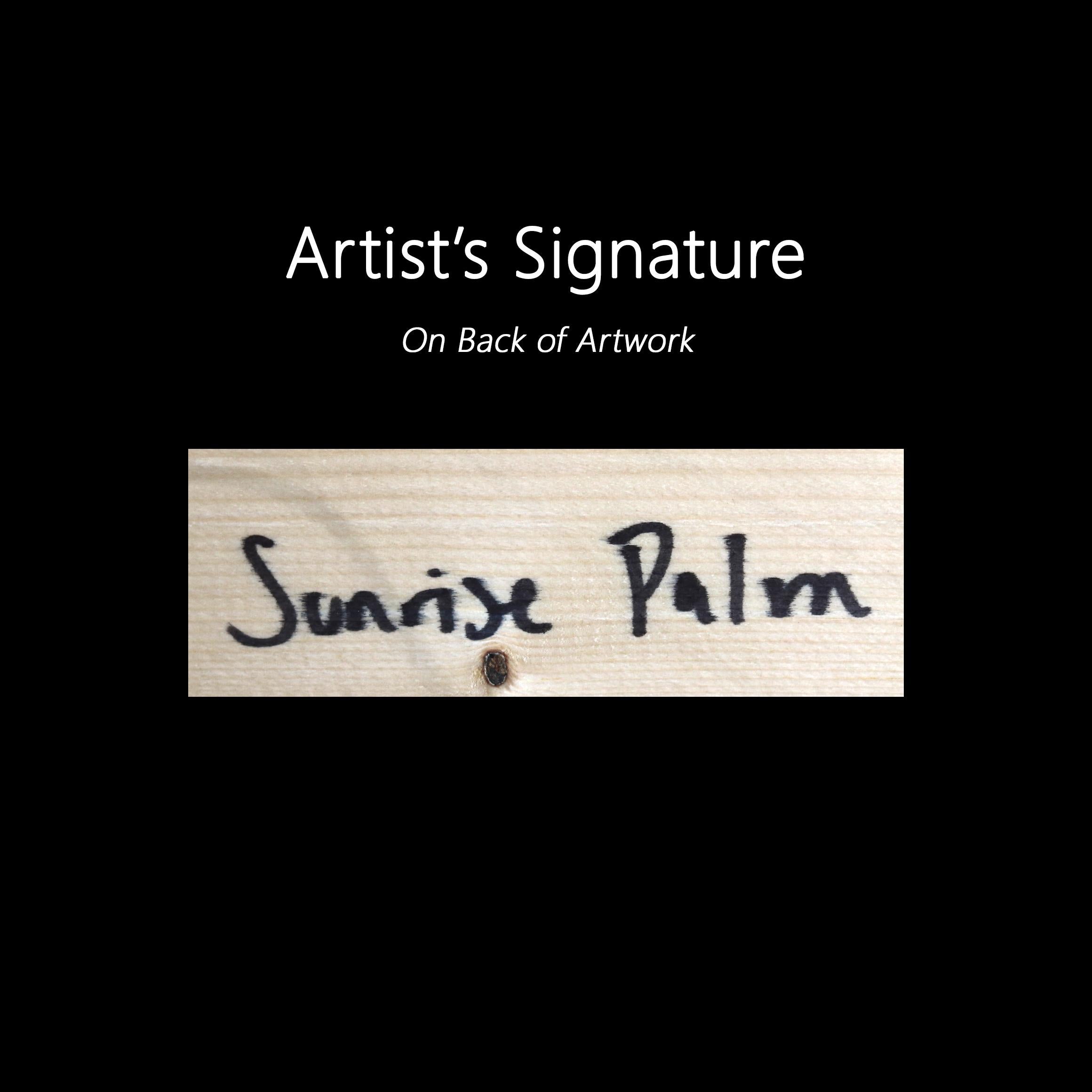 Sunrise Palm - Original Vibrant Yellow Beach Inspired Painting For Sale 7
