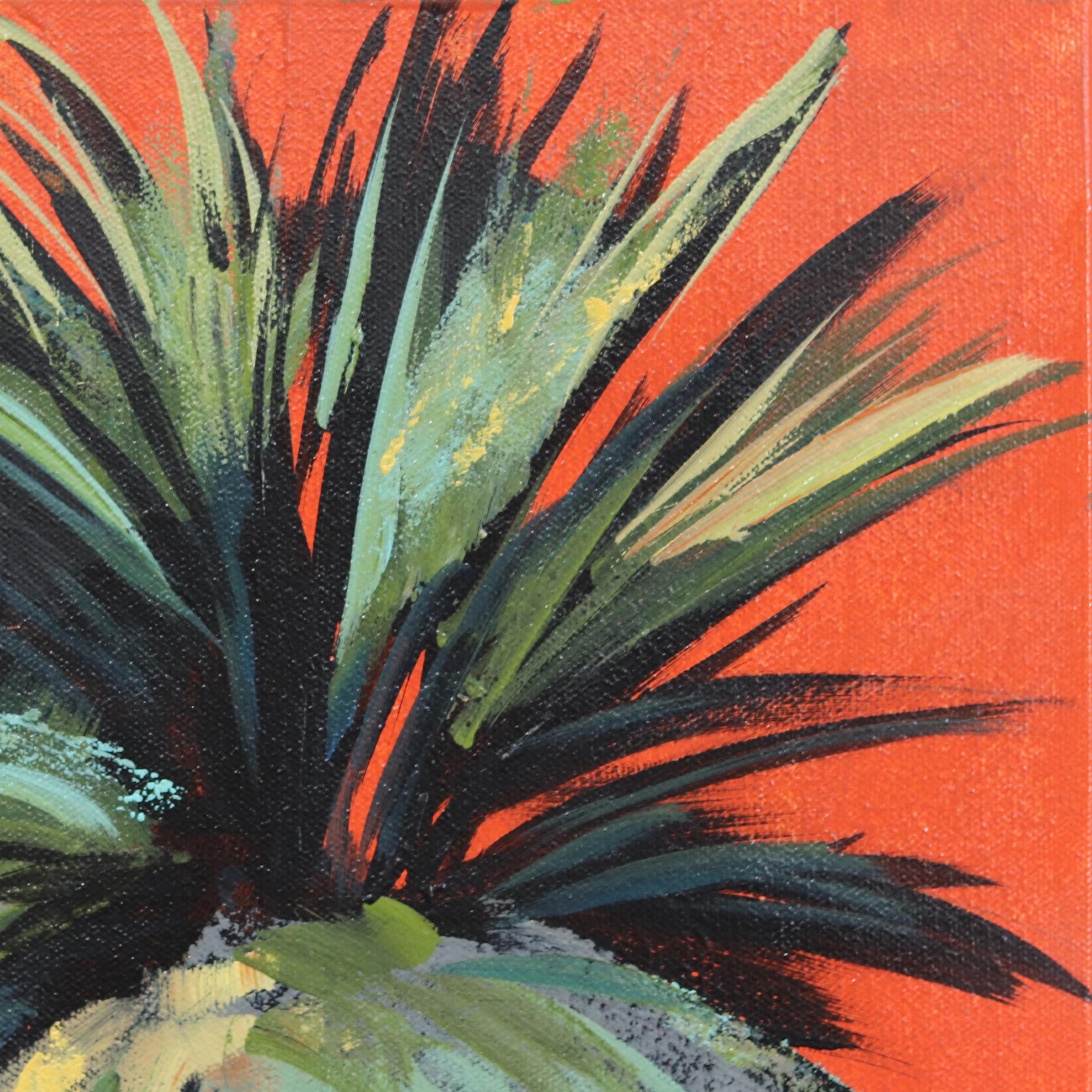 Palma del tramonto - Quadro originale ispirato alla spiaggia di Orange - Painting Pop Art di Kathleen Keifer