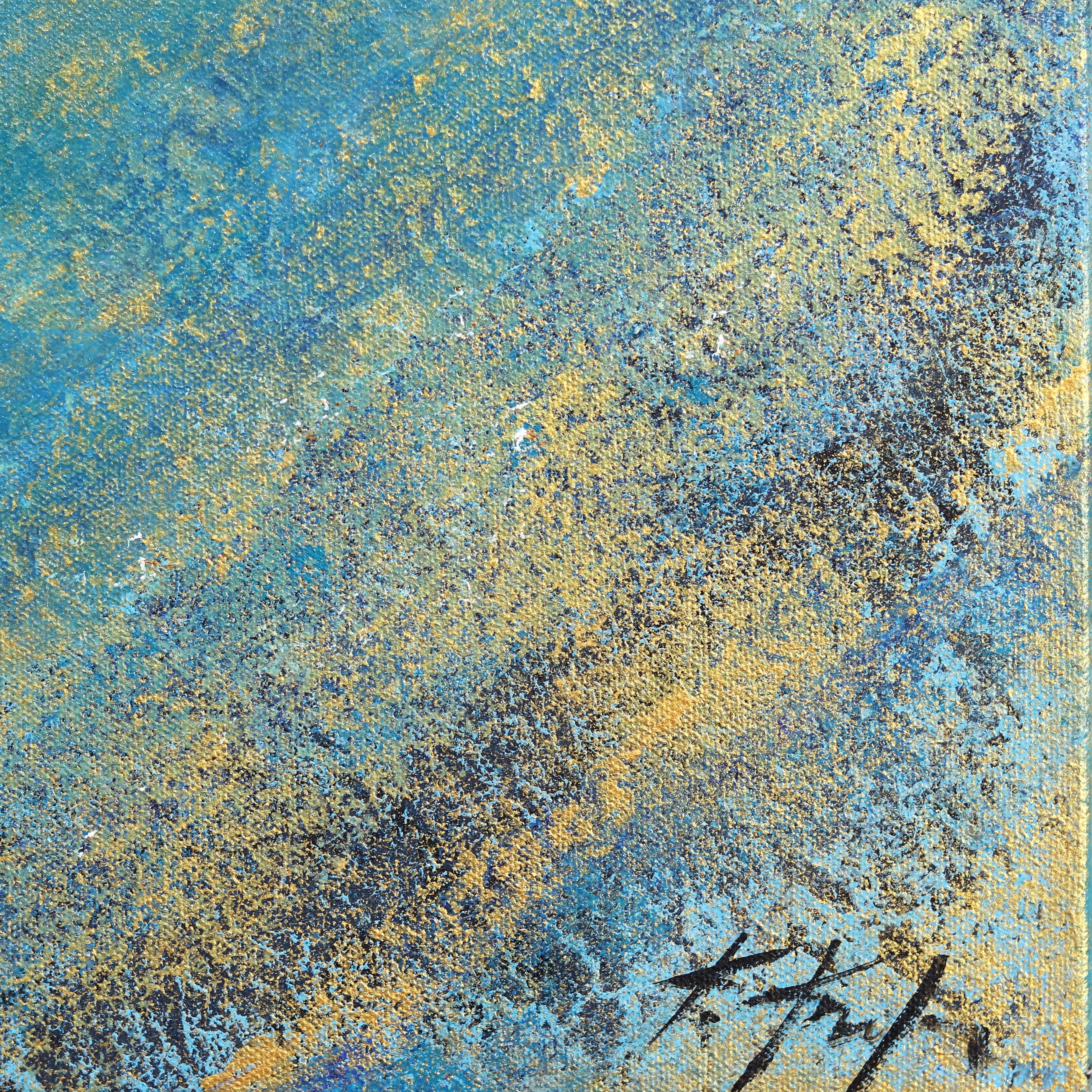 Surfin' USA - Original Abstrakt Figurative Surfer Mädchen Blauer Ozean Gemälde im Angebot 6