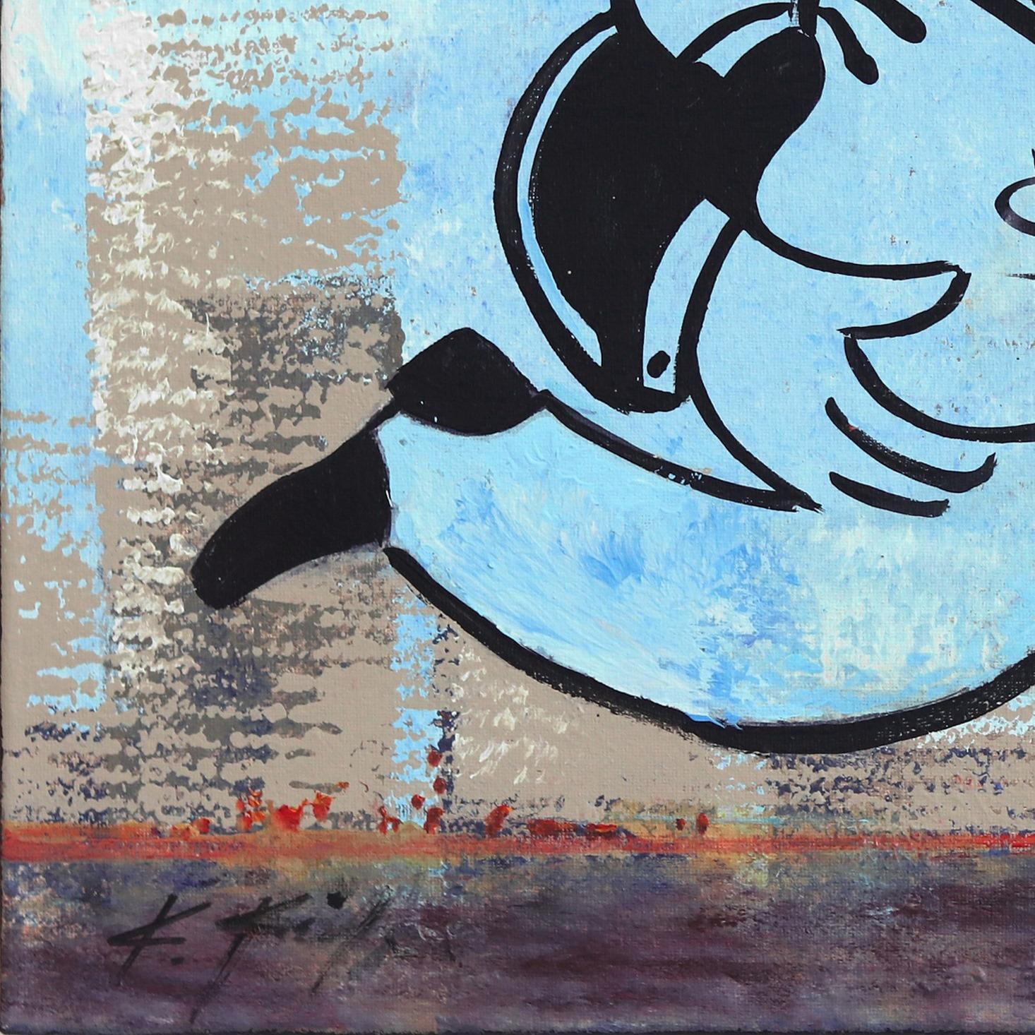 Coge el dinero y corre rápido - Pintura Pop Art Hombre del Monopoly disfrutando del éxito en venta 2
