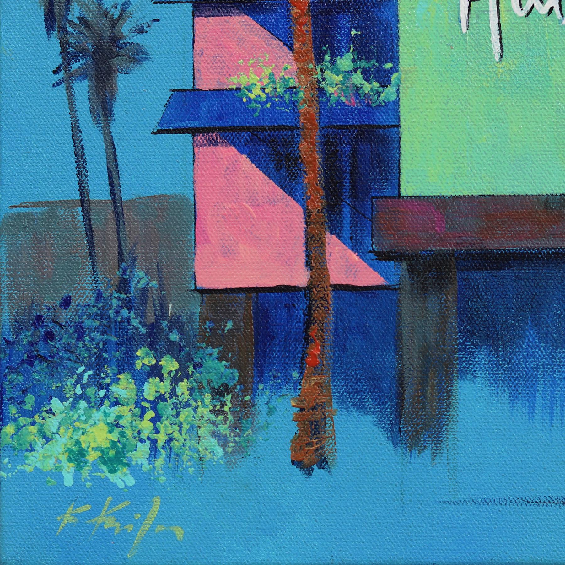 Estate rosa - Pittura originale ispirata all'architettura iconica - Painting Pop Art di Kathleen Keifer