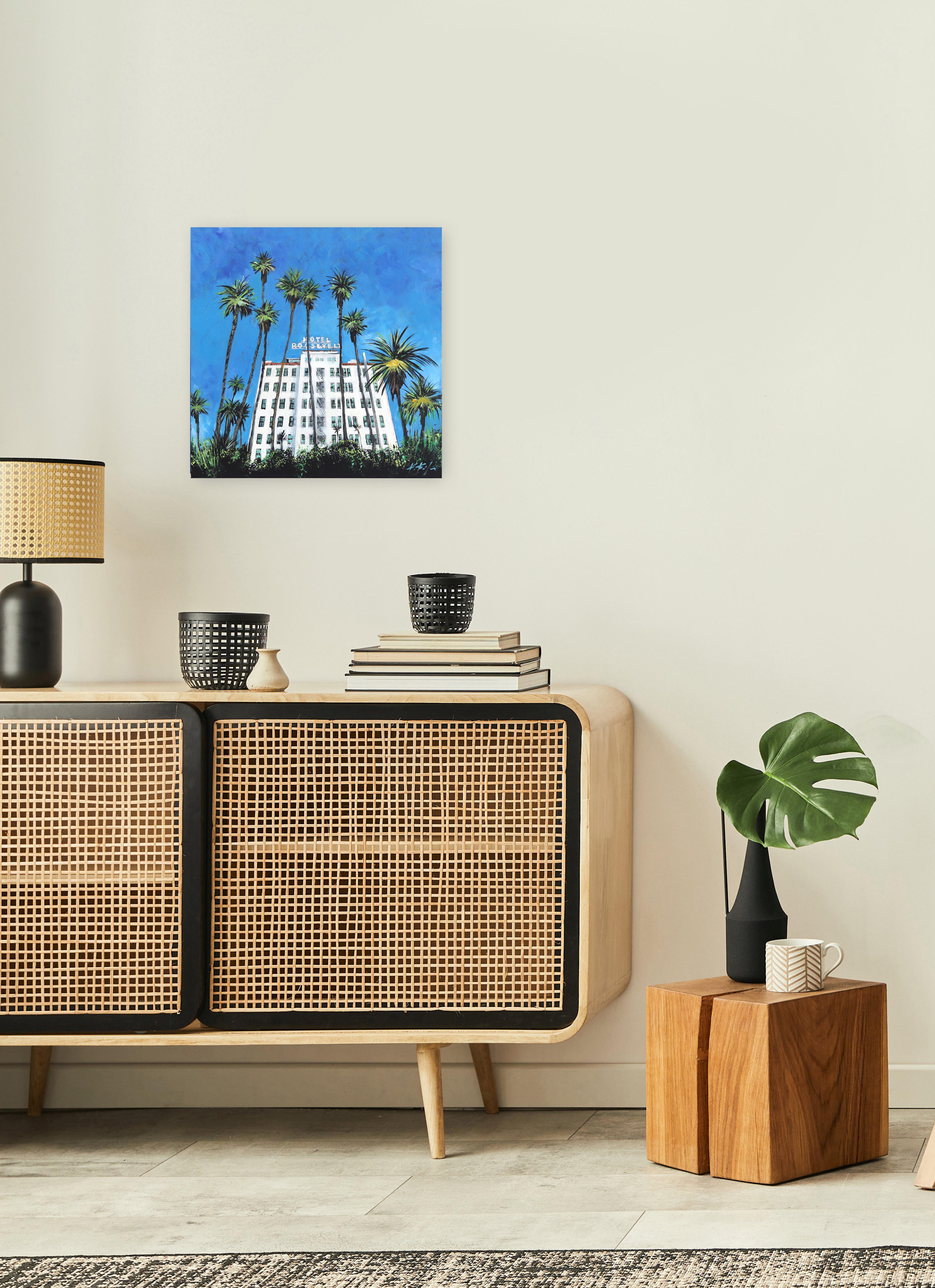 El Hollywood Roosevelt  -  Pintura original inspirada en la arquitectura icónica en venta 1