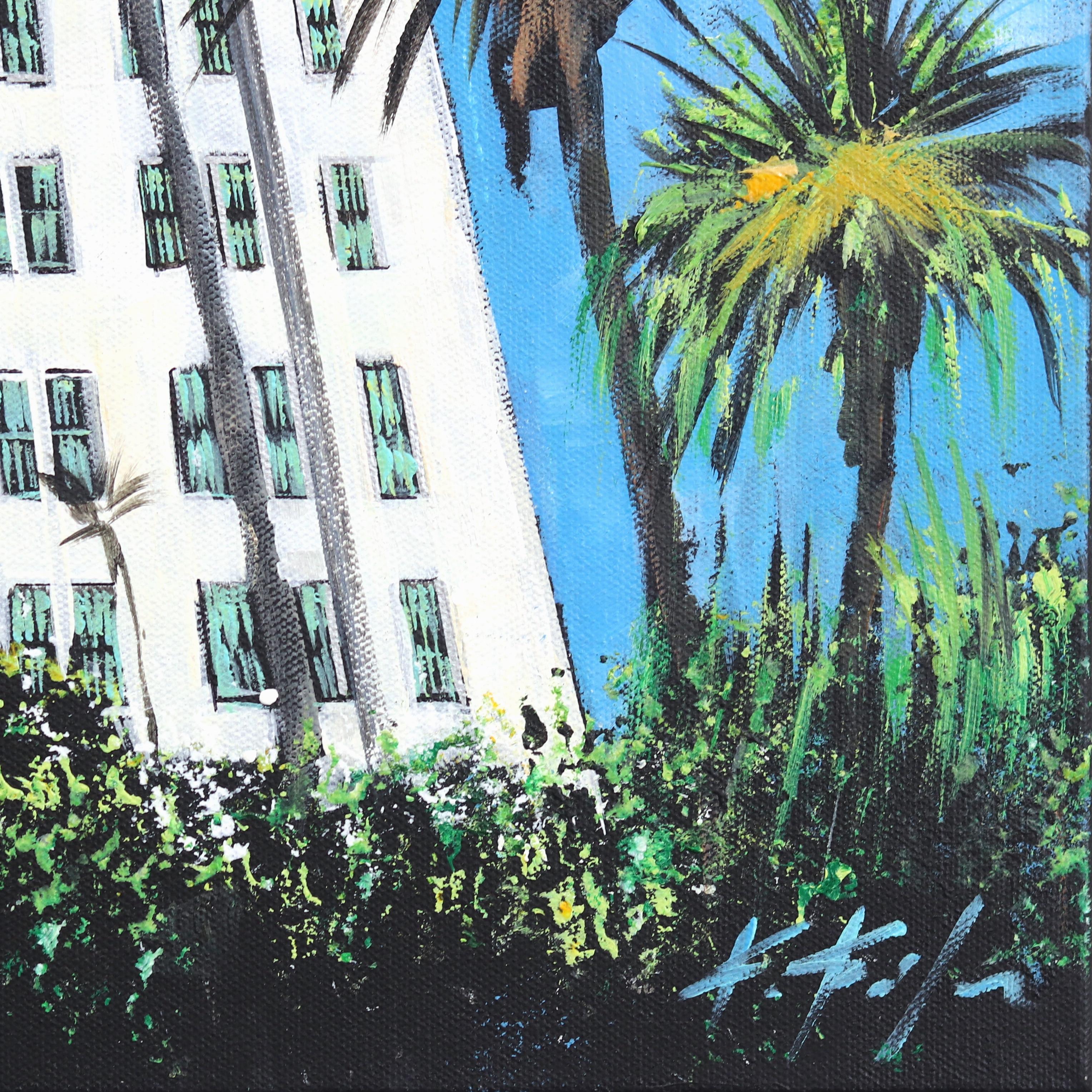 El Hollywood Roosevelt  -  Pintura original inspirada en la arquitectura icónica en venta 3