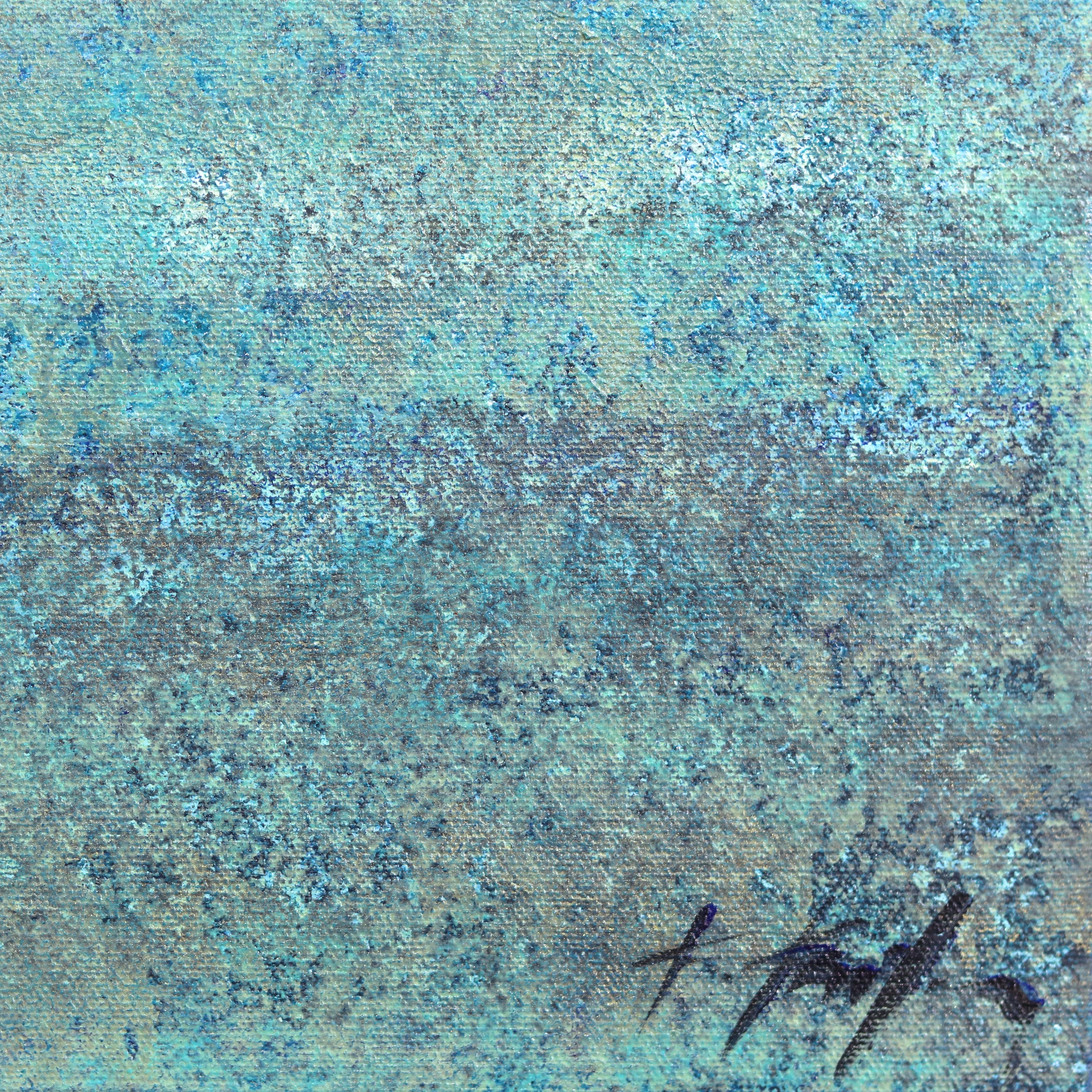 La Ola Perfecta - Pintura Original Abstracta Figurativa Chica Surfera Océano Azul en venta 5