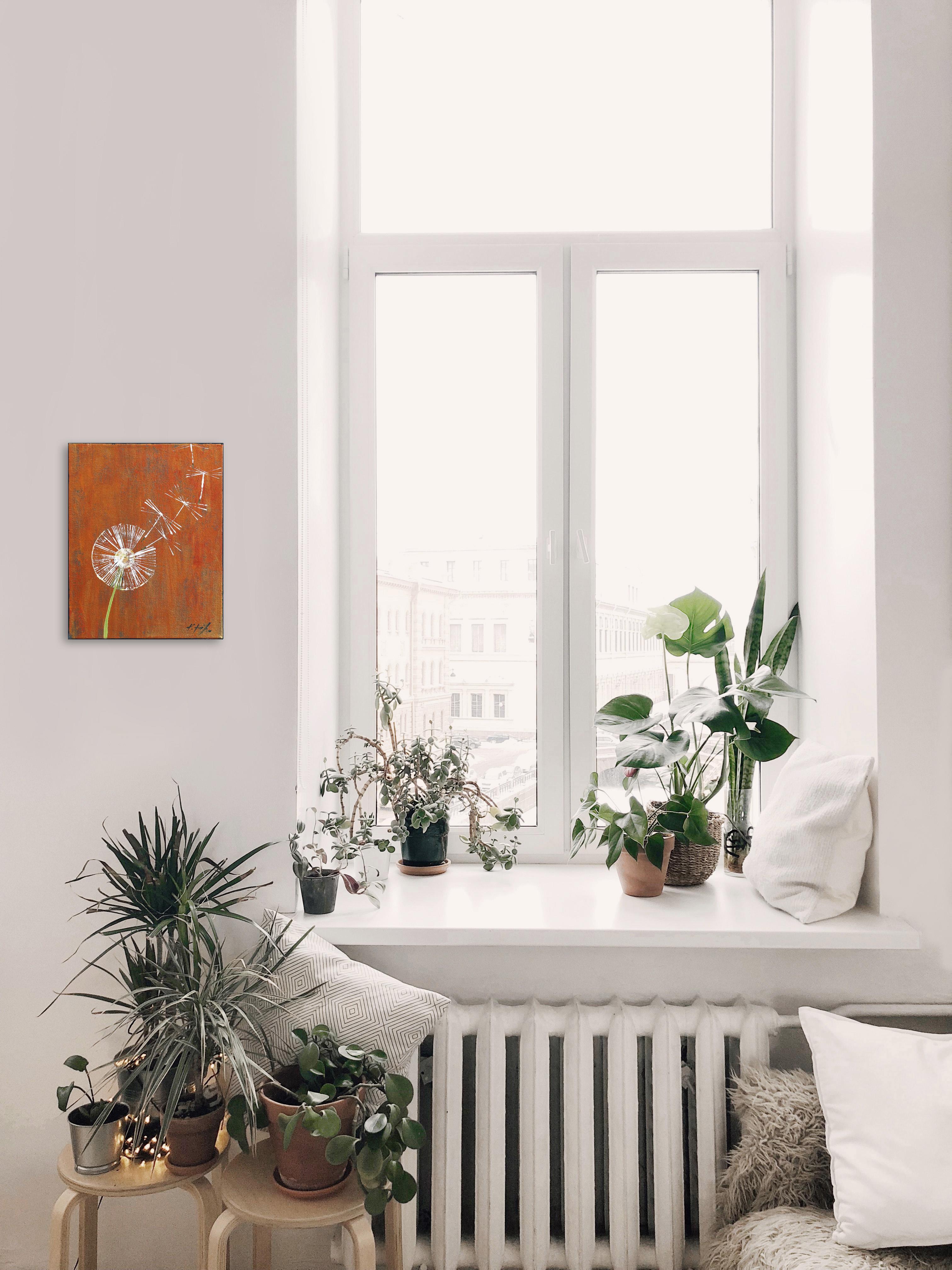 The Summer Passed Away As Imperceptibly As Grief - Dandelion Flower Original Kunst im Angebot 1