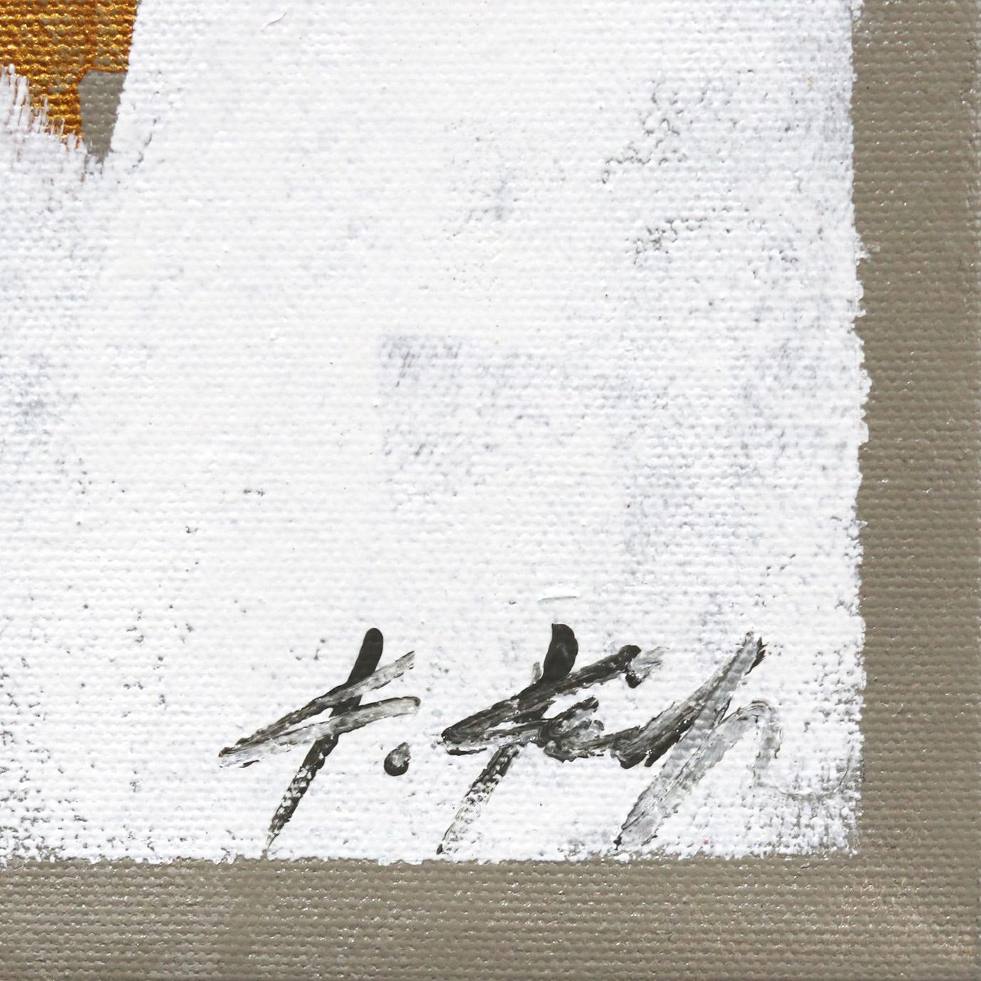 Touched by Gold - Impression de paysage abstrait roseoyante de palmier et de ciel en vente 3