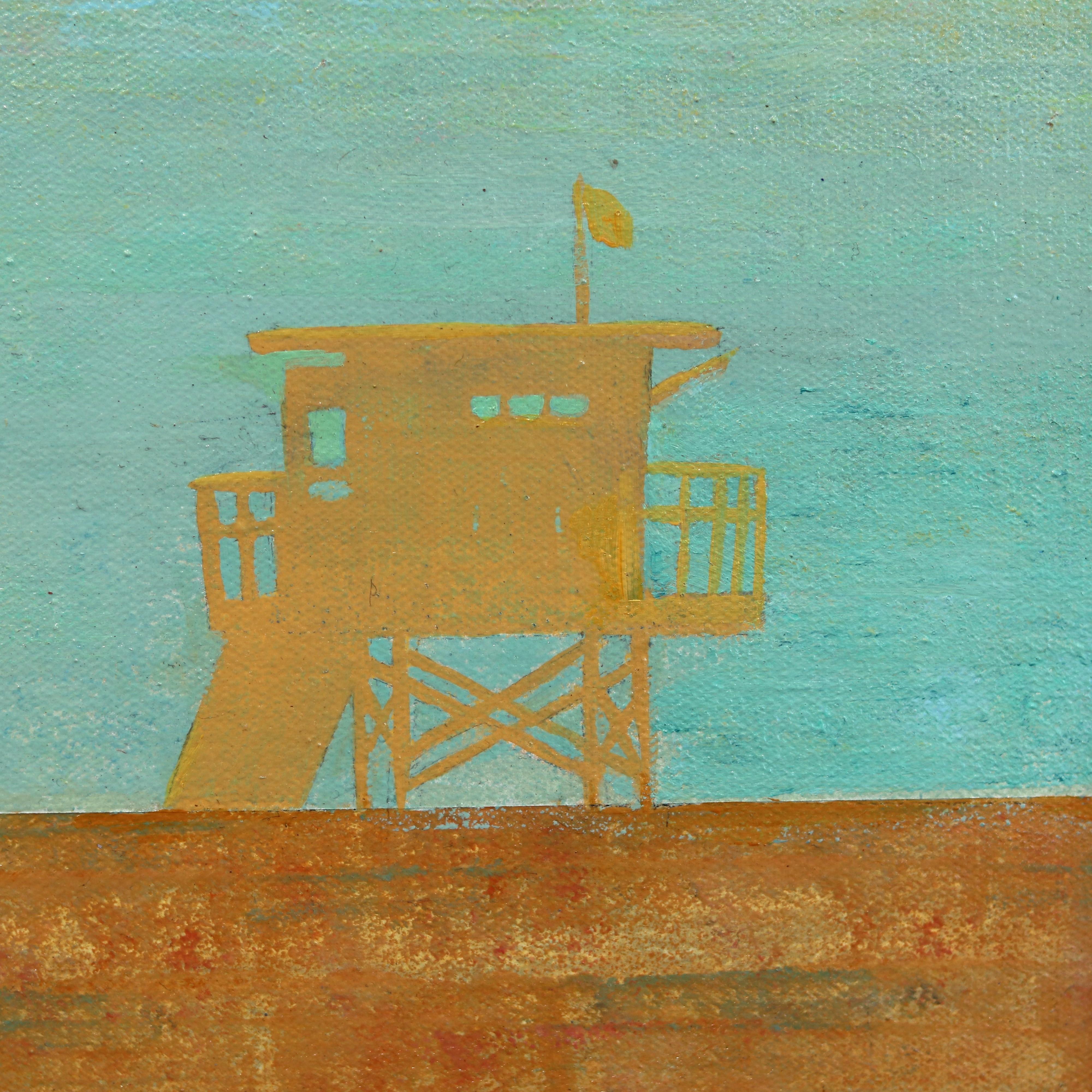 Tower Afterglow - Original Lifeguard Tower Beach Painting For Sale 5