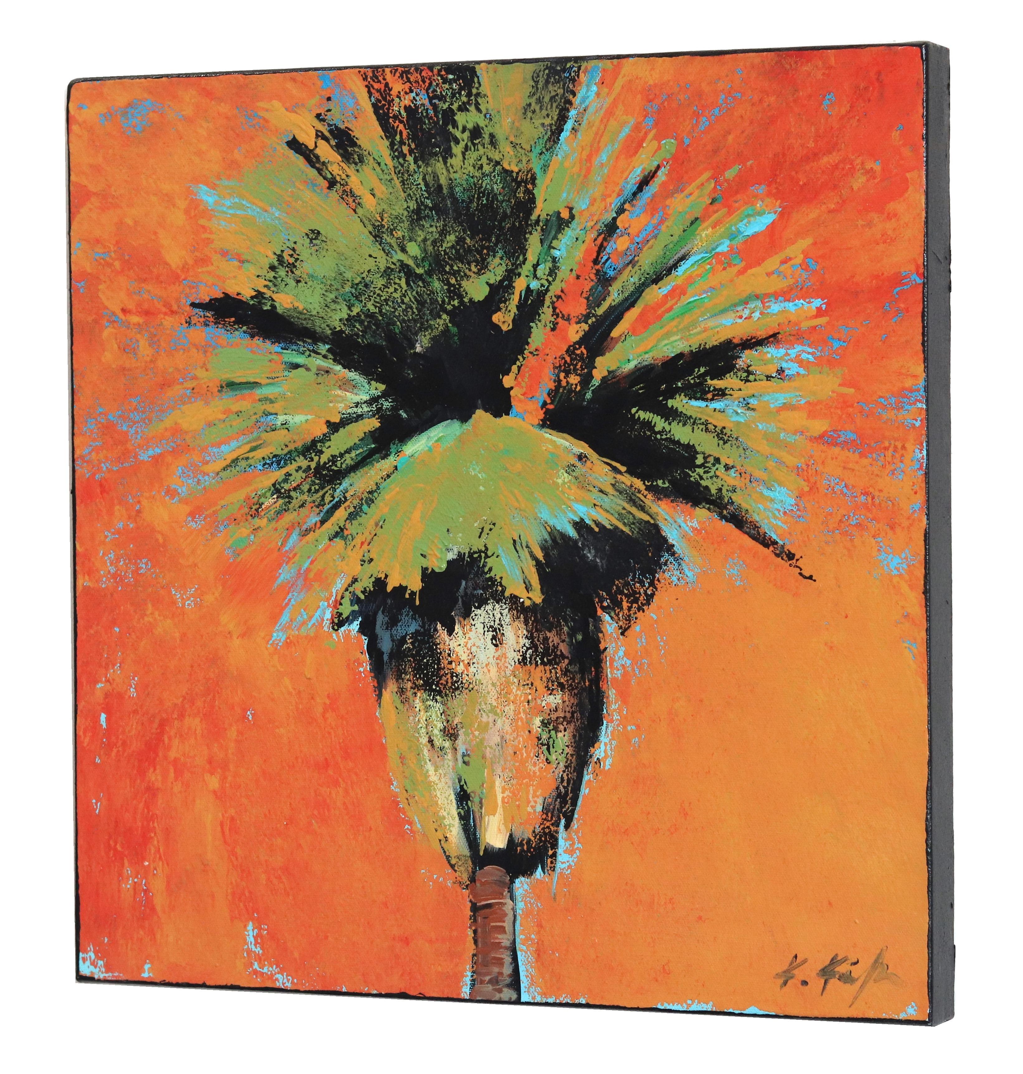 Tropical Sizzle Palm (Orange), Landscape Painting, von Kathleen Keifer
