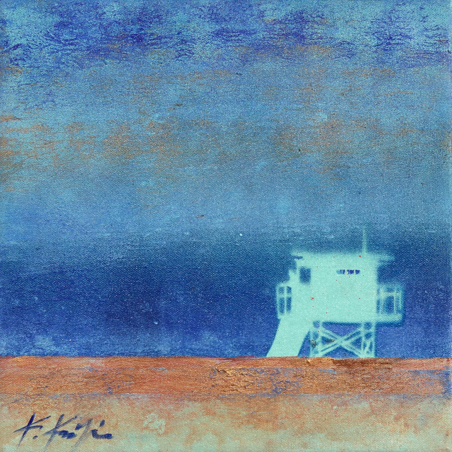 Kathleen Keifer Abstract Painting - True Blue Tower
