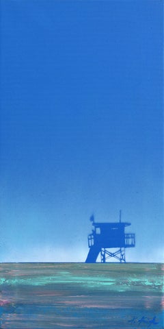 Twilight Hue - Abstract Blue Tone Beach Scene Still Life Acrylic Painting