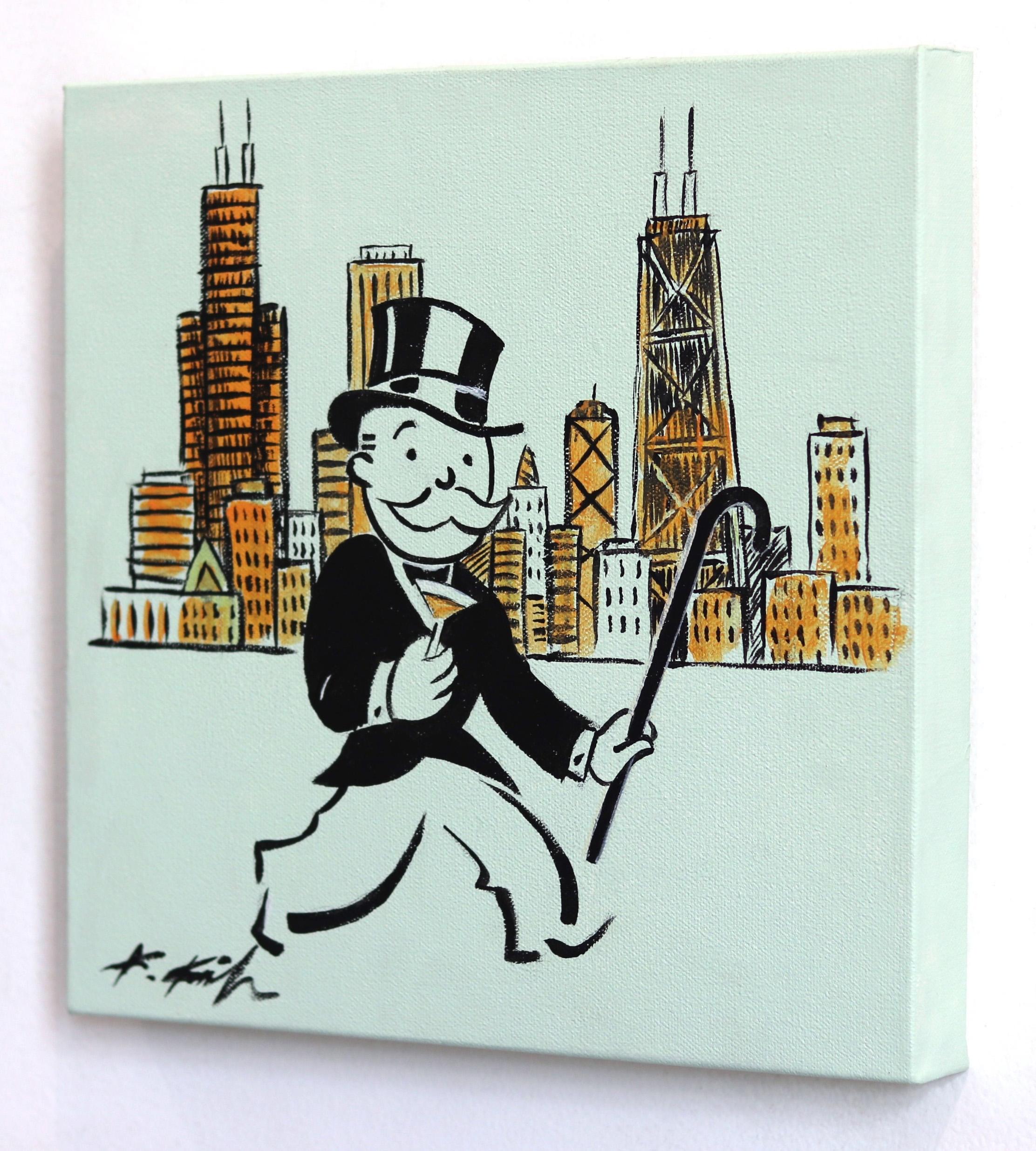 Uncle Money Bags On The Town - Pop Art Painting by Kathleen Keifer