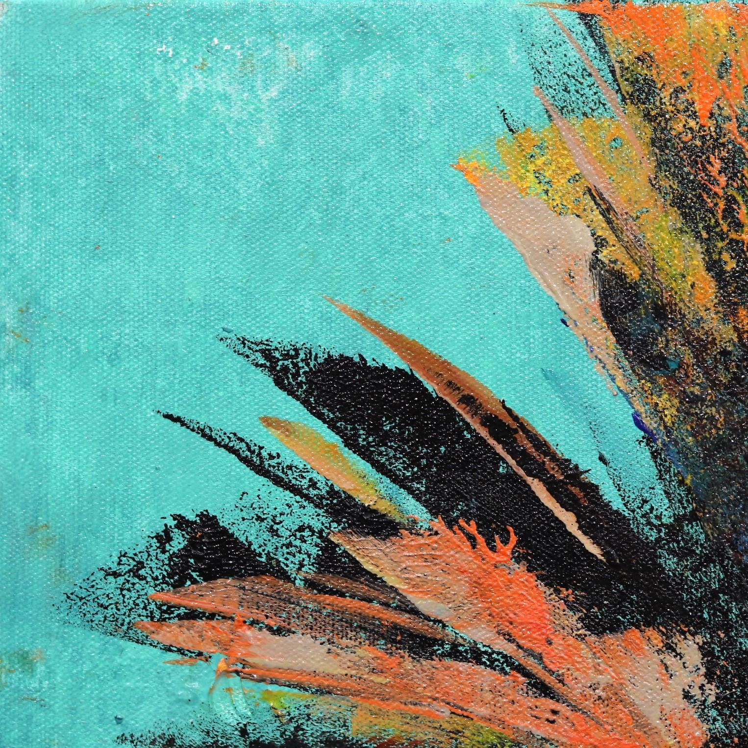 Verdigris Breeze – Original moderne türkisfarbene Original-Modern-Landschaft, Palmenbaum, ArtPalmbaum  (Amerikanischer Impressionismus), Painting, von Kathleen Keifer