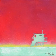 Used Watermelon Skies - Lifeguard Stand on Beach Original Pop Art Oceanscape Sky Art