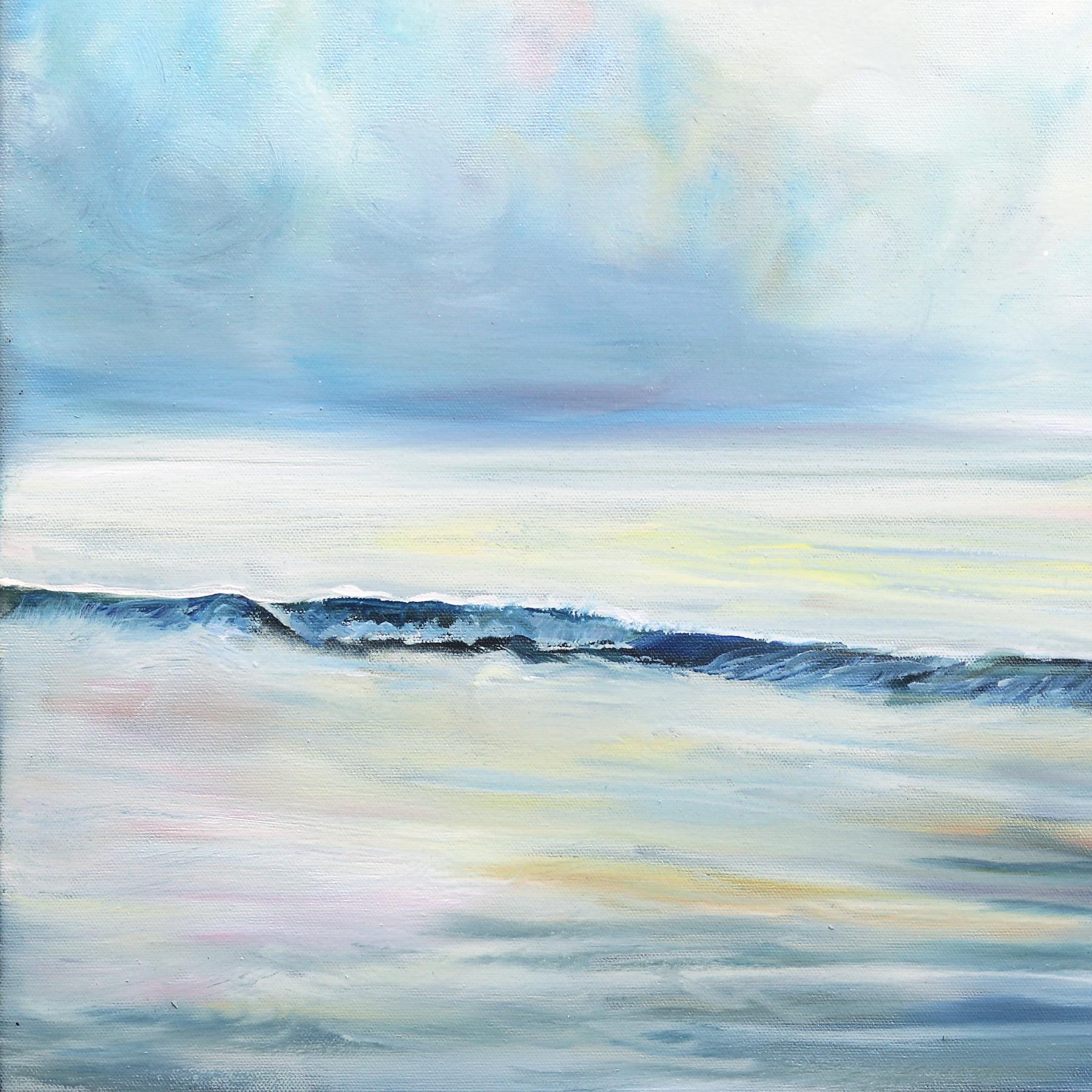 Was bleibt - Original Sublime Abstract Blue Coastline Seascape Ölgemälde im Angebot 2