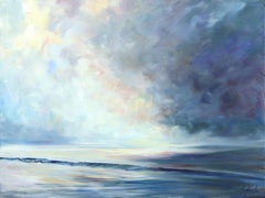 What Remains - Original Sublime Abstract Blue Coastline Seascape Oil Painting