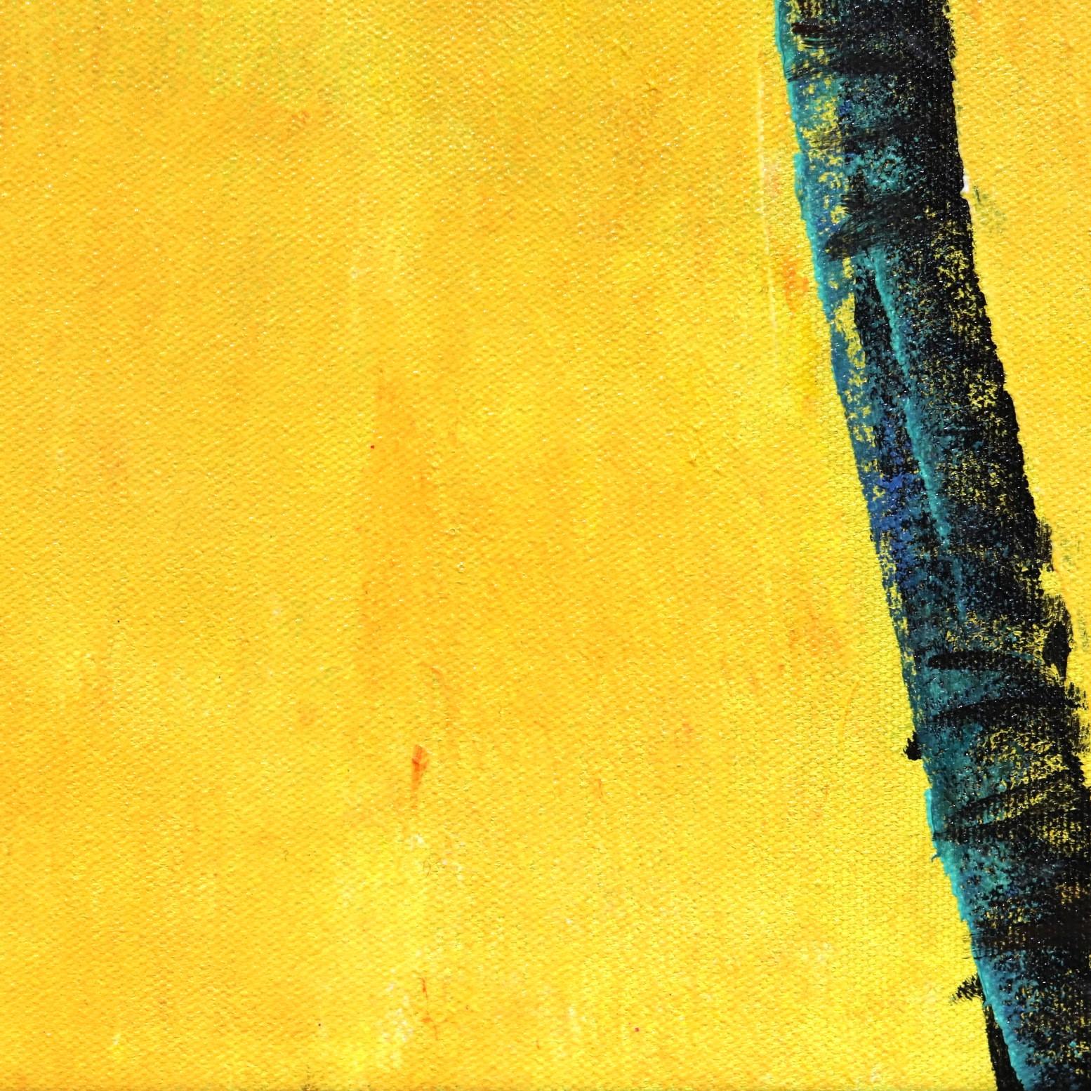 Gelber Traum – Original Palmenbaum auf gelbem Himmel, Landschaftsgemälde im Angebot 3