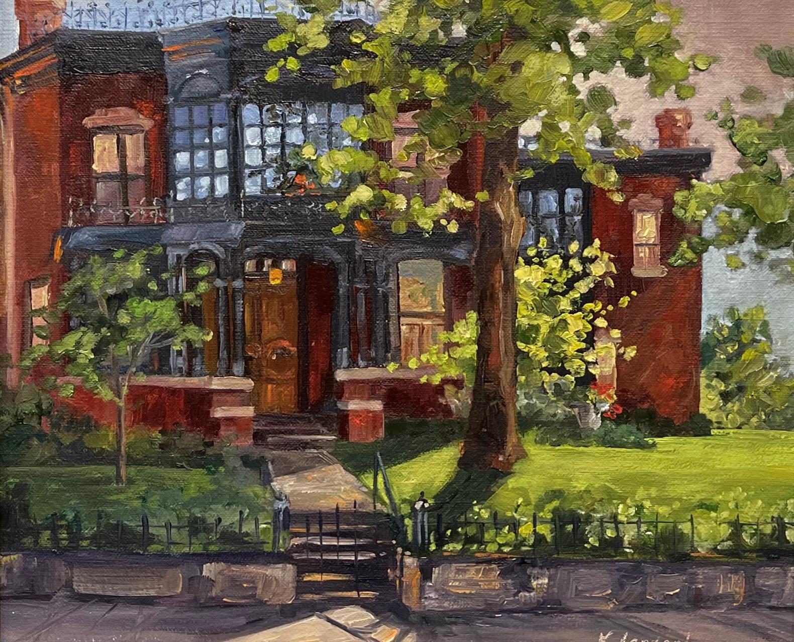 Kathleen Lanzoni Landscape Painting - "Byers Evans House" Oil Painting