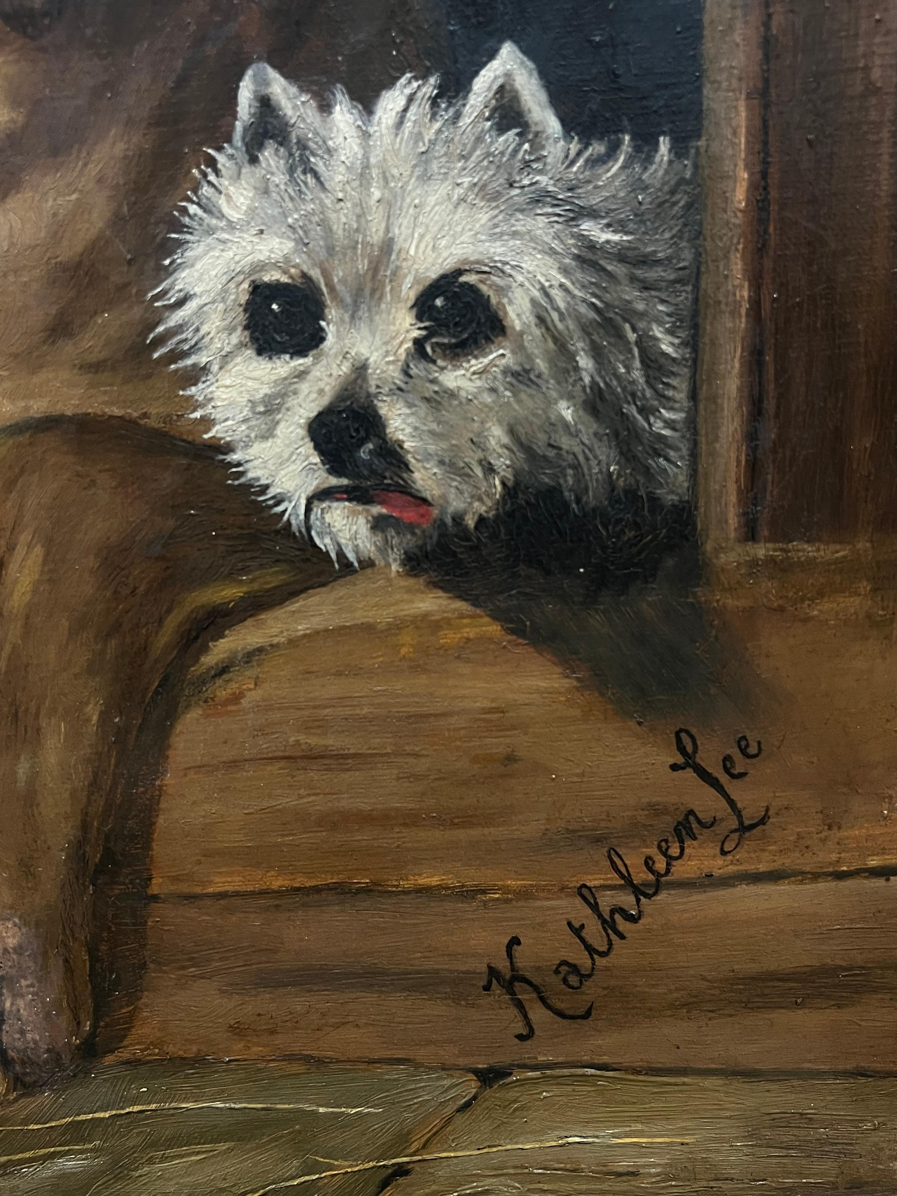 Compañeros de la perrera
Escuela Británica, finales del siglo XIX
Kathleen Lee, según el cuadro de Edwin Landseer
óleo sobre lienzo firmado, sin enmarcar
Lienzo: 20 x 16 pulgadas
Procedencia: colección privada, Inglaterra
Estado: antiguas