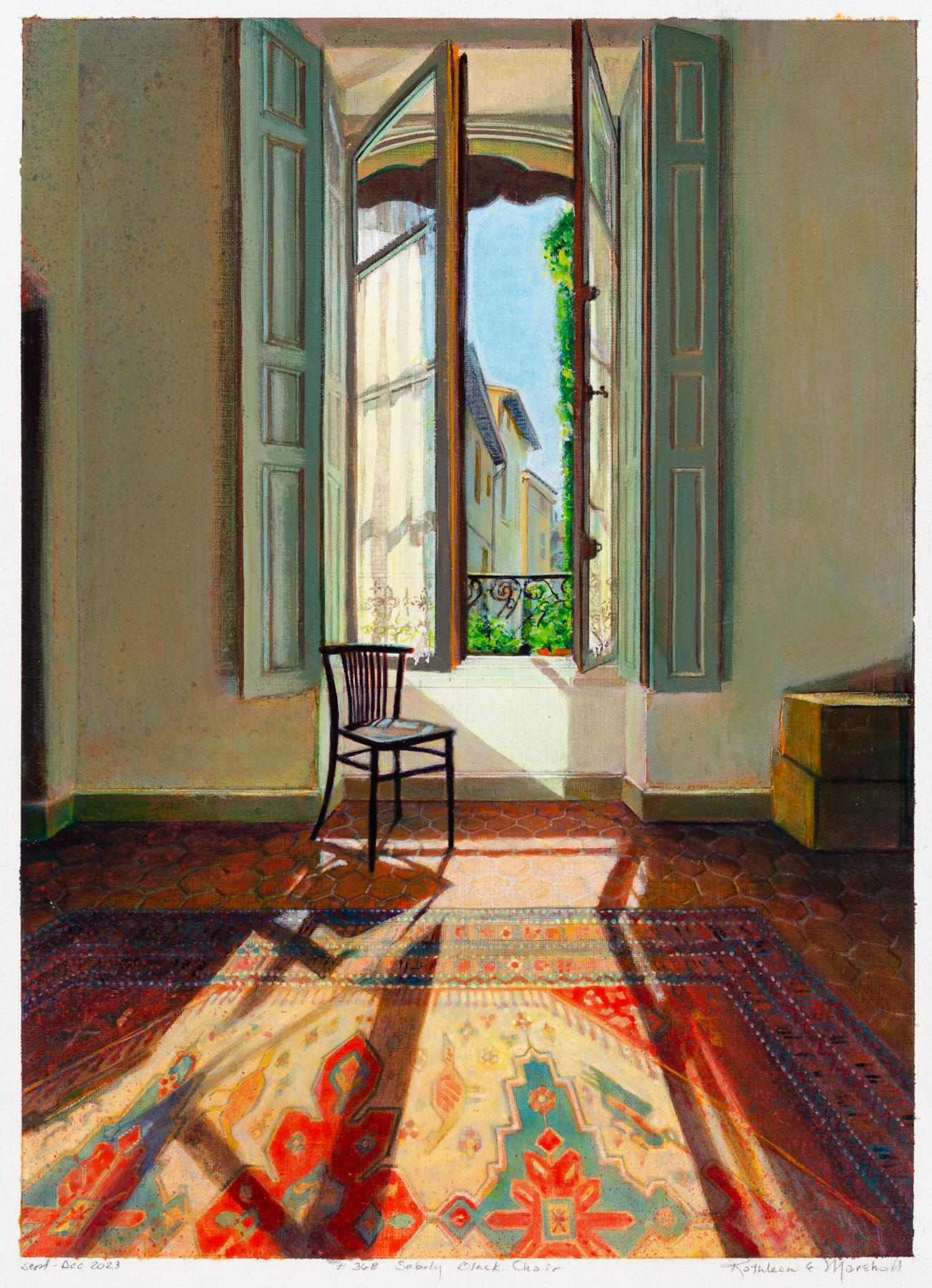 Kathleen Marshall Interior Painting – Saboly 6, Schwarzer Stuhl