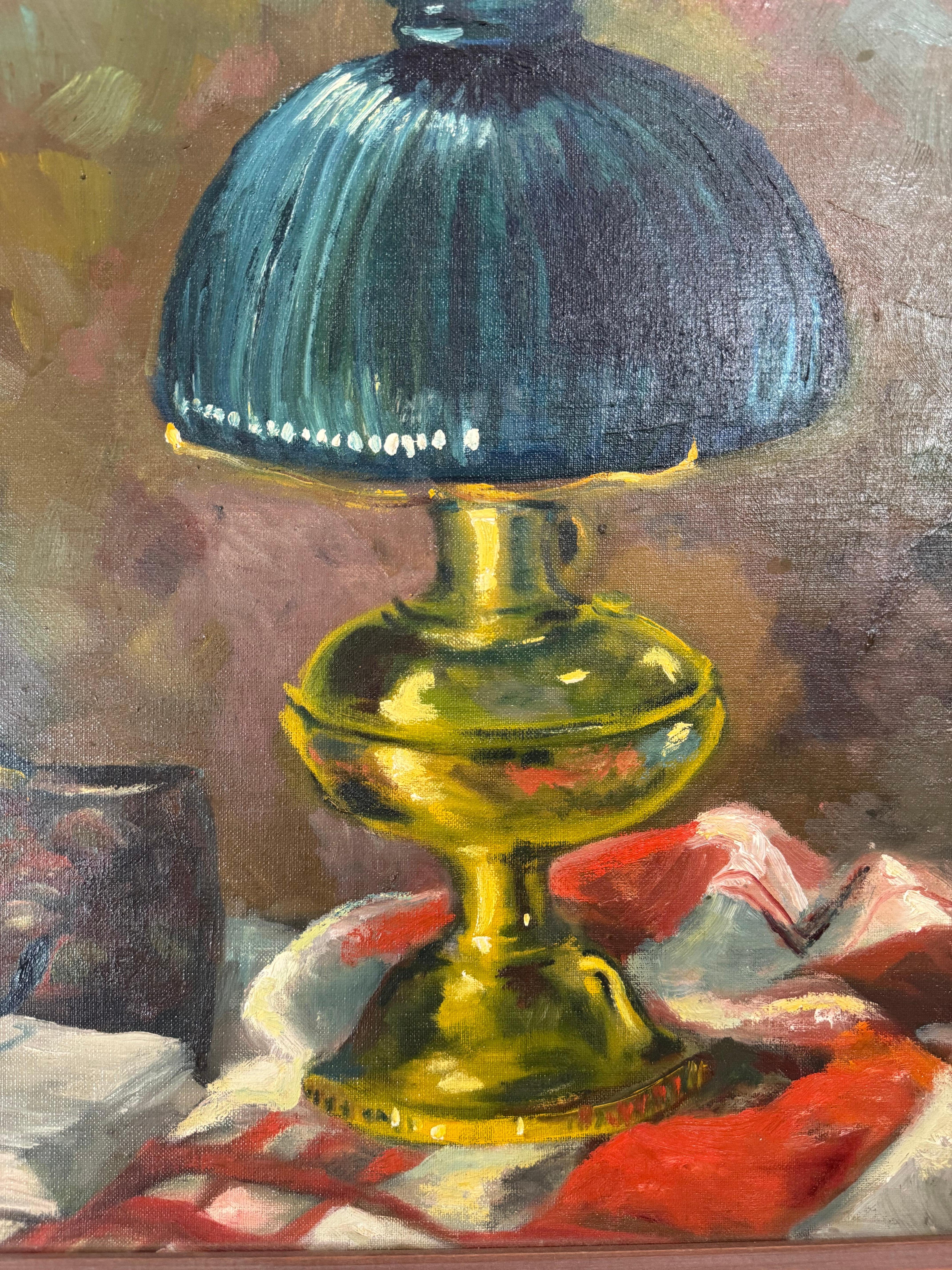 Stilleben mit Öllampe – Painting von Kathleen McLaughlin