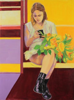 FLOWERS IN TRANSIT : Oil painting on canvas