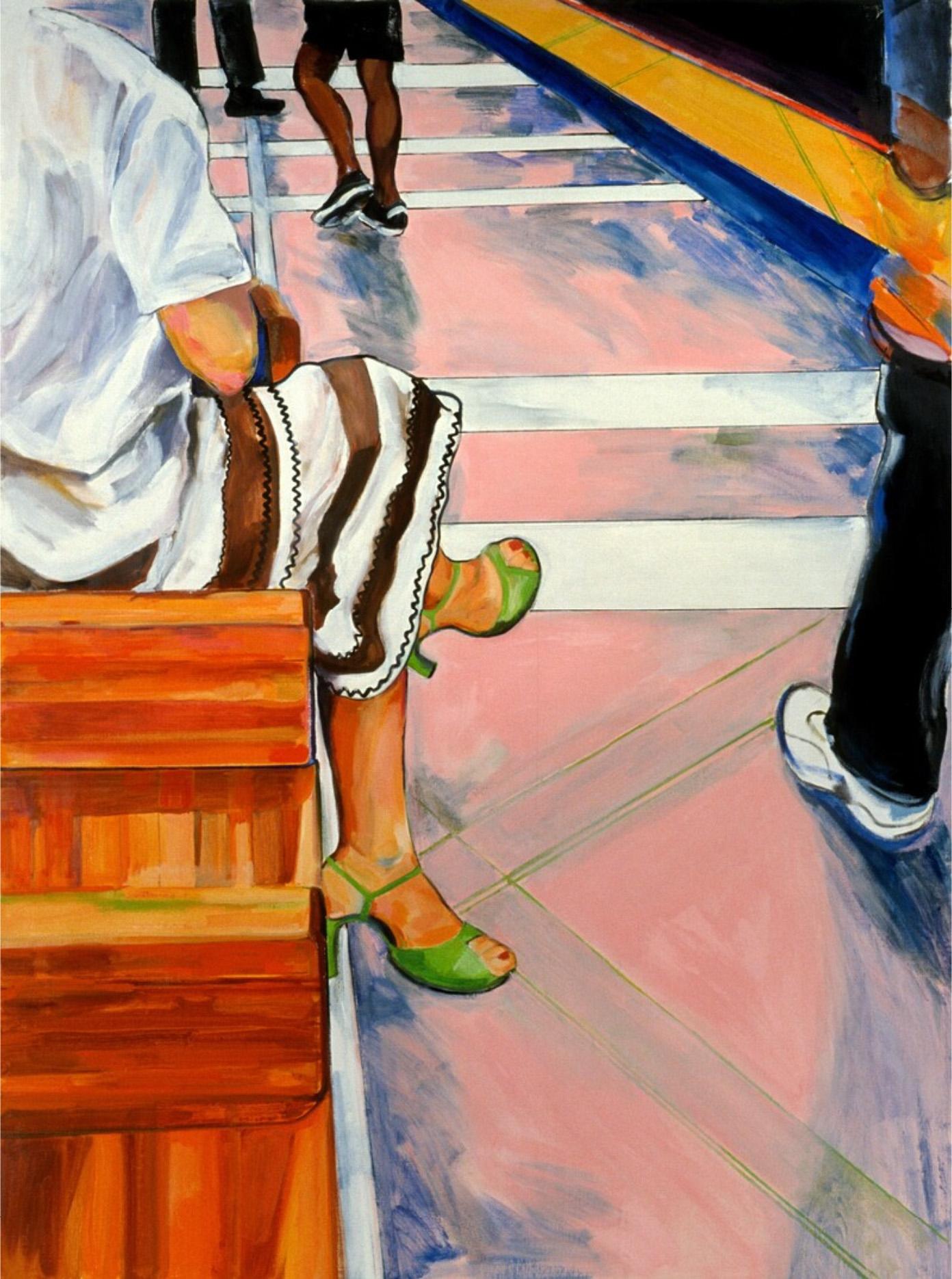 Figurative Painting Kathleen Migliore-Newton - ÉTÉ EN VILLE : peinture à l'huile sur toile