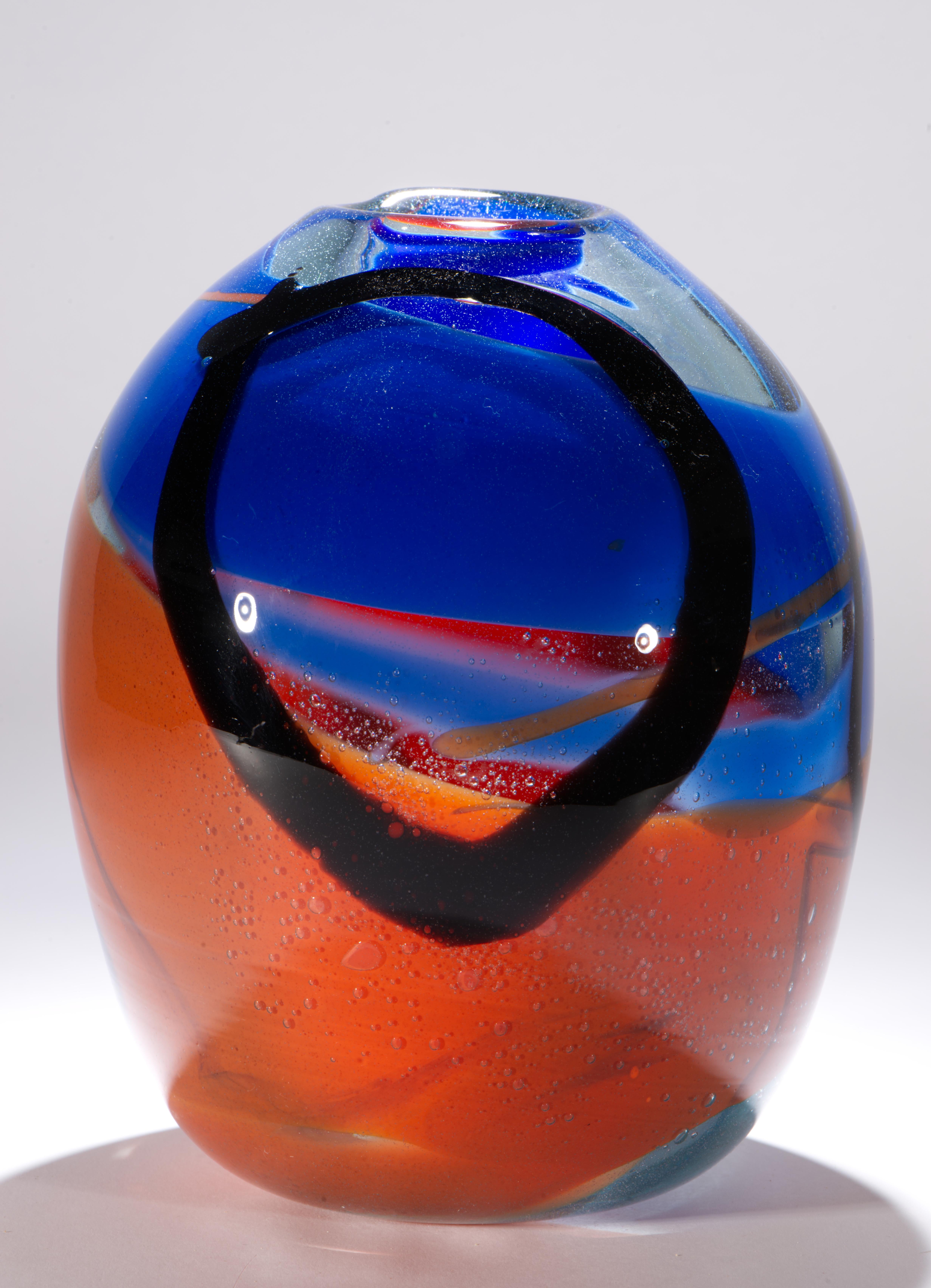 Fatto a mano Vaso di Kathleen Mulcahy, Studio Art Glass americano, 1979 in vendita
