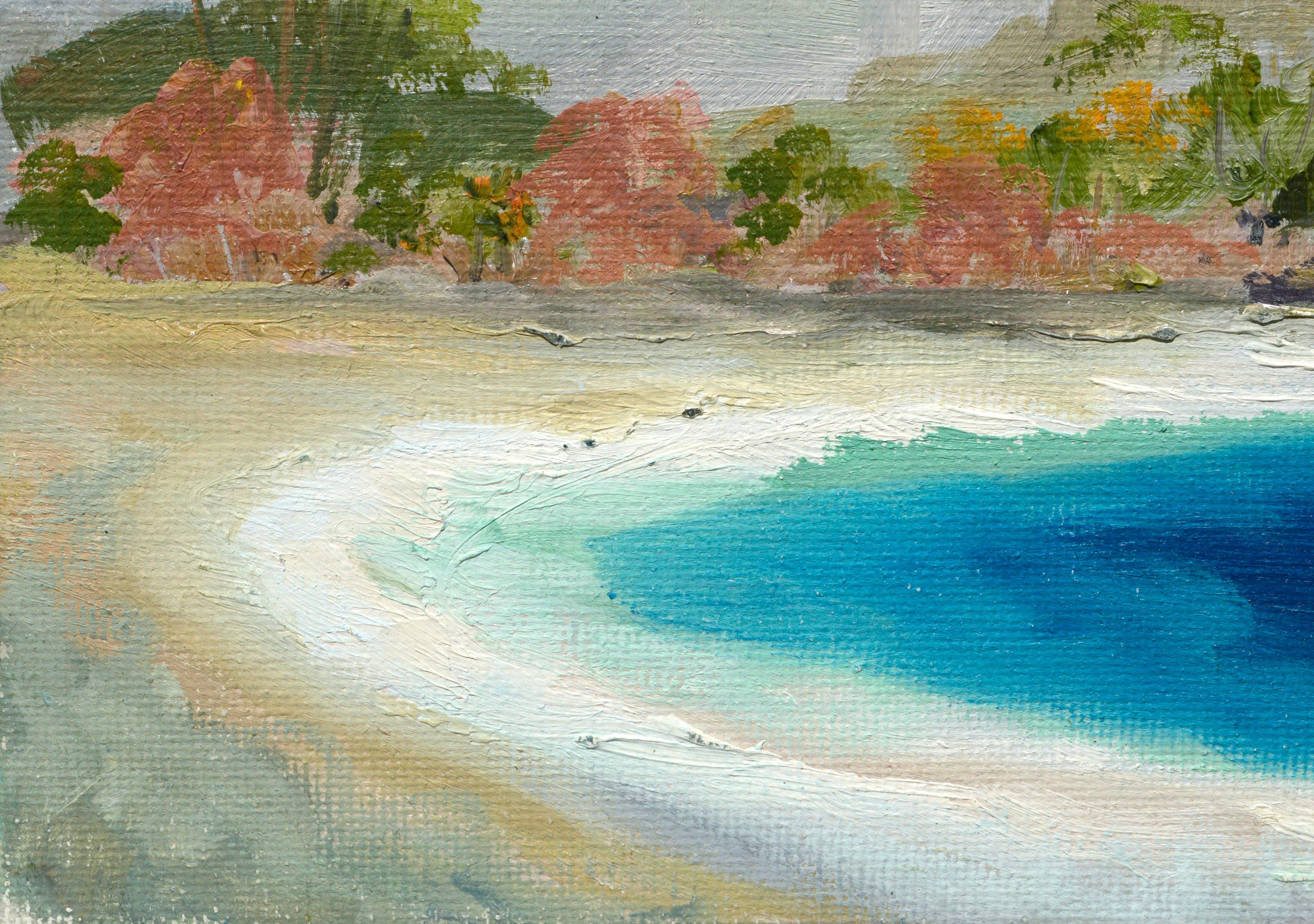 Big Sur Beach, Diminutive Landscape - Gray Landscape Painting by Kathleen Murray