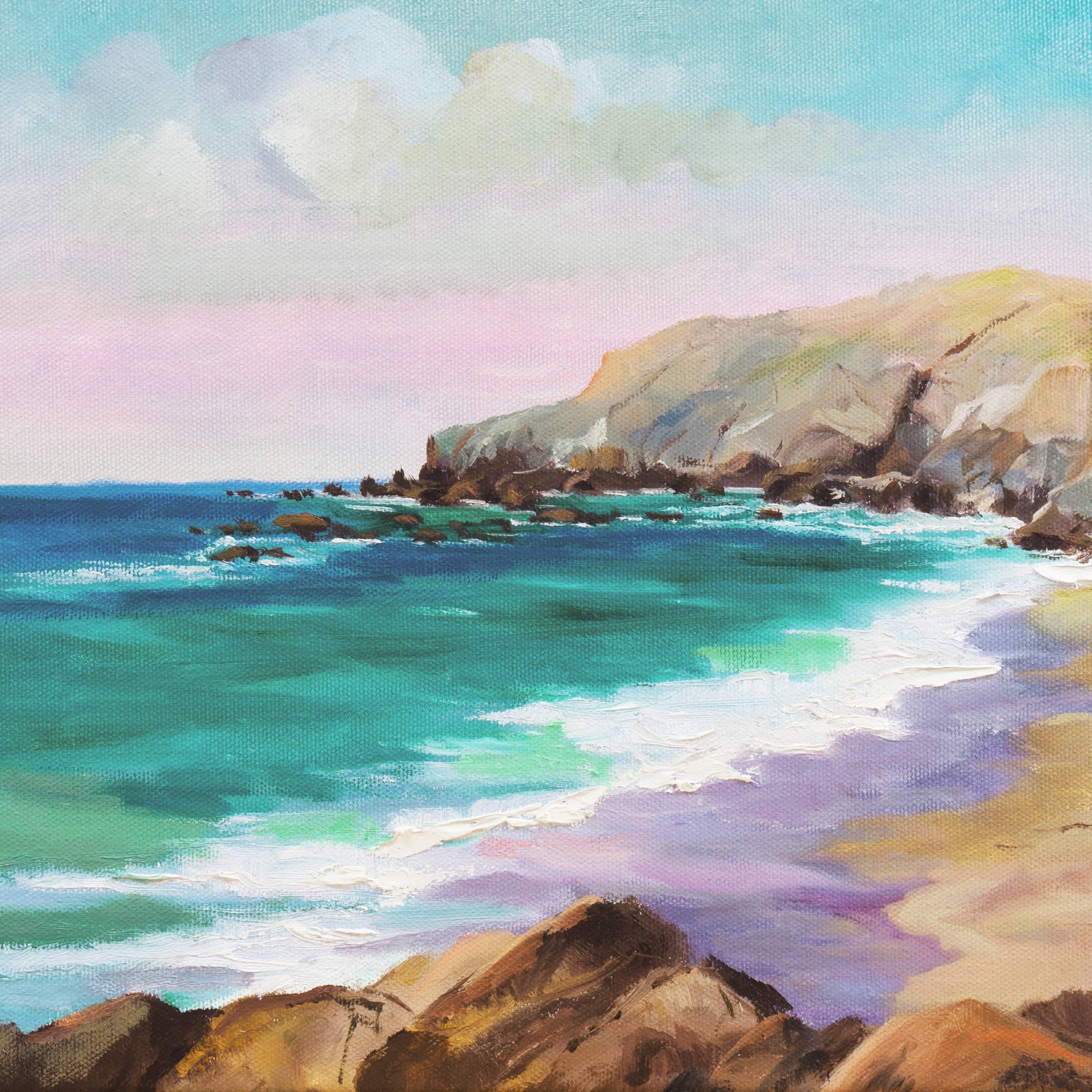 Big Sur Coast - Gray Landscape Painting by Kathleen Murray