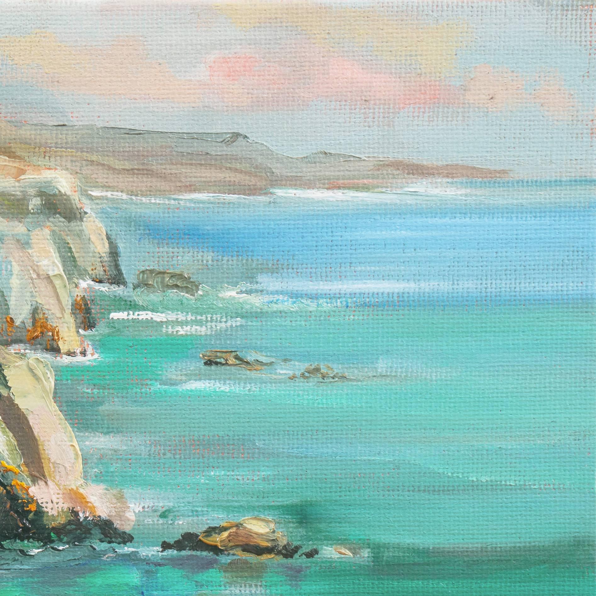 California Seascape, 'Big Sur Coast', Monterey Woman Artist - Blue Landscape Painting by Kathleen Murray