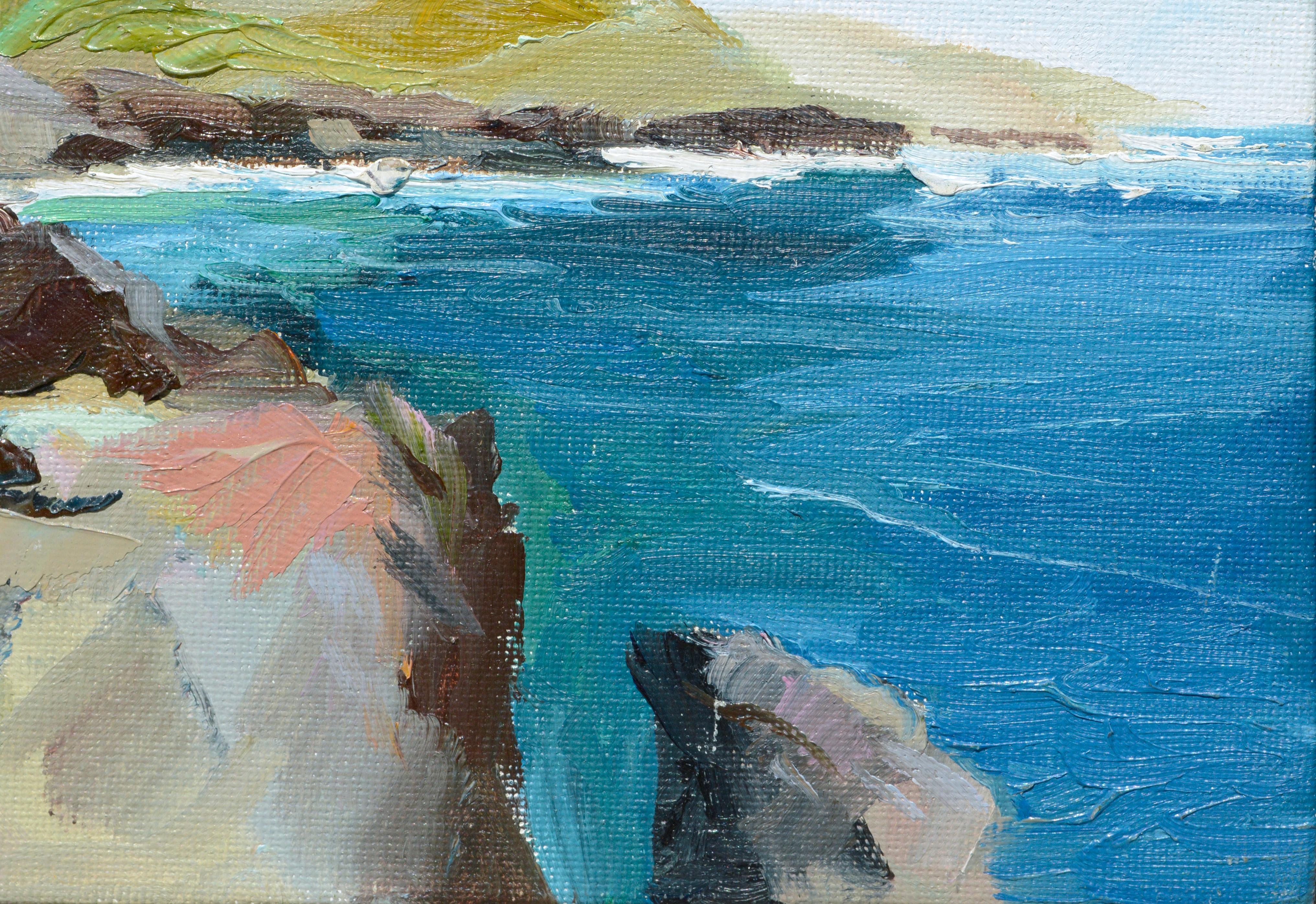 Diminutive Big Sur Coastal Landscape - Gray Landscape Painting by Kathleen Murray