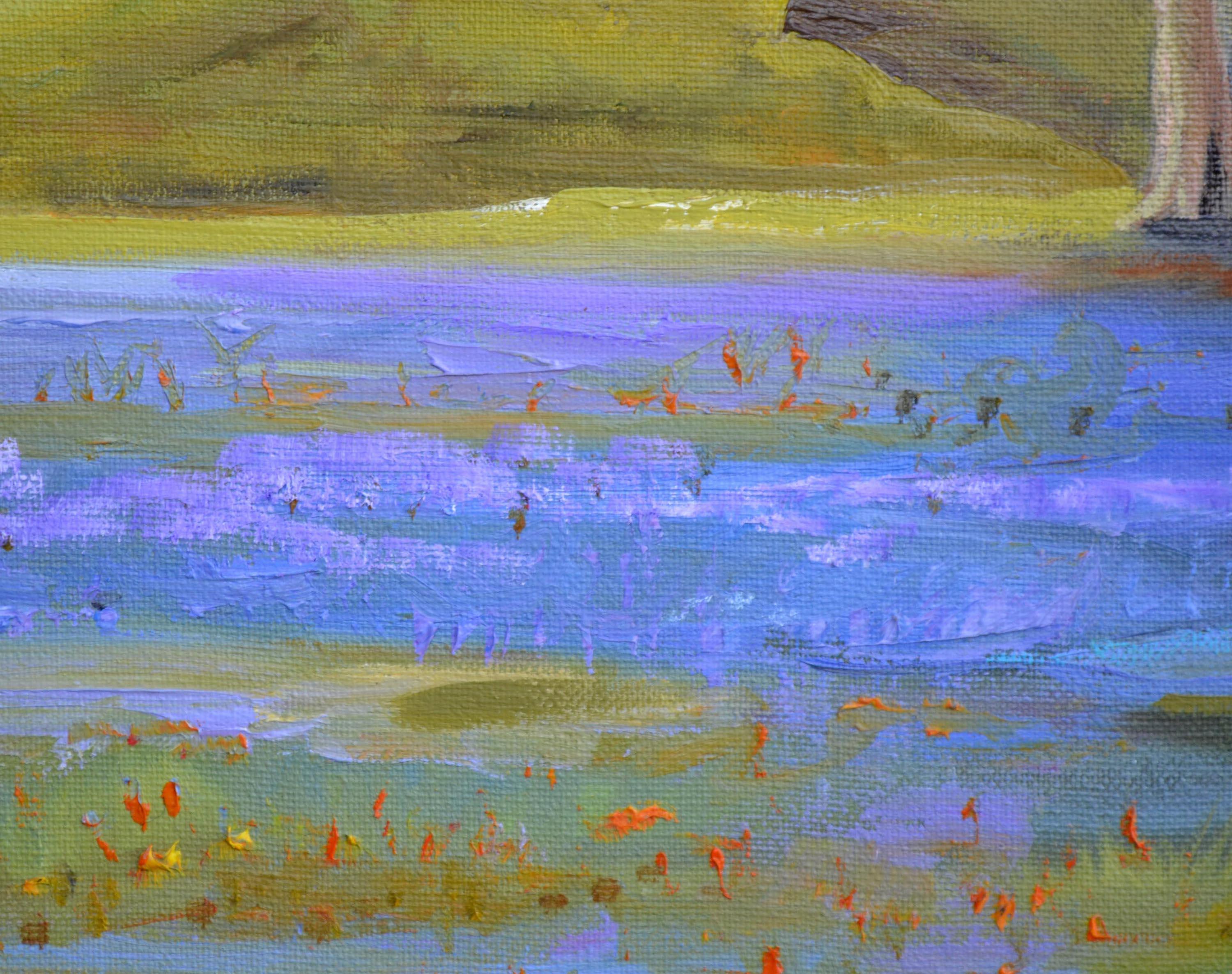 Fields Lupine de Californie - Paysage avec fleurs sauvages  - Impressionnisme Painting par Kathleen Murray