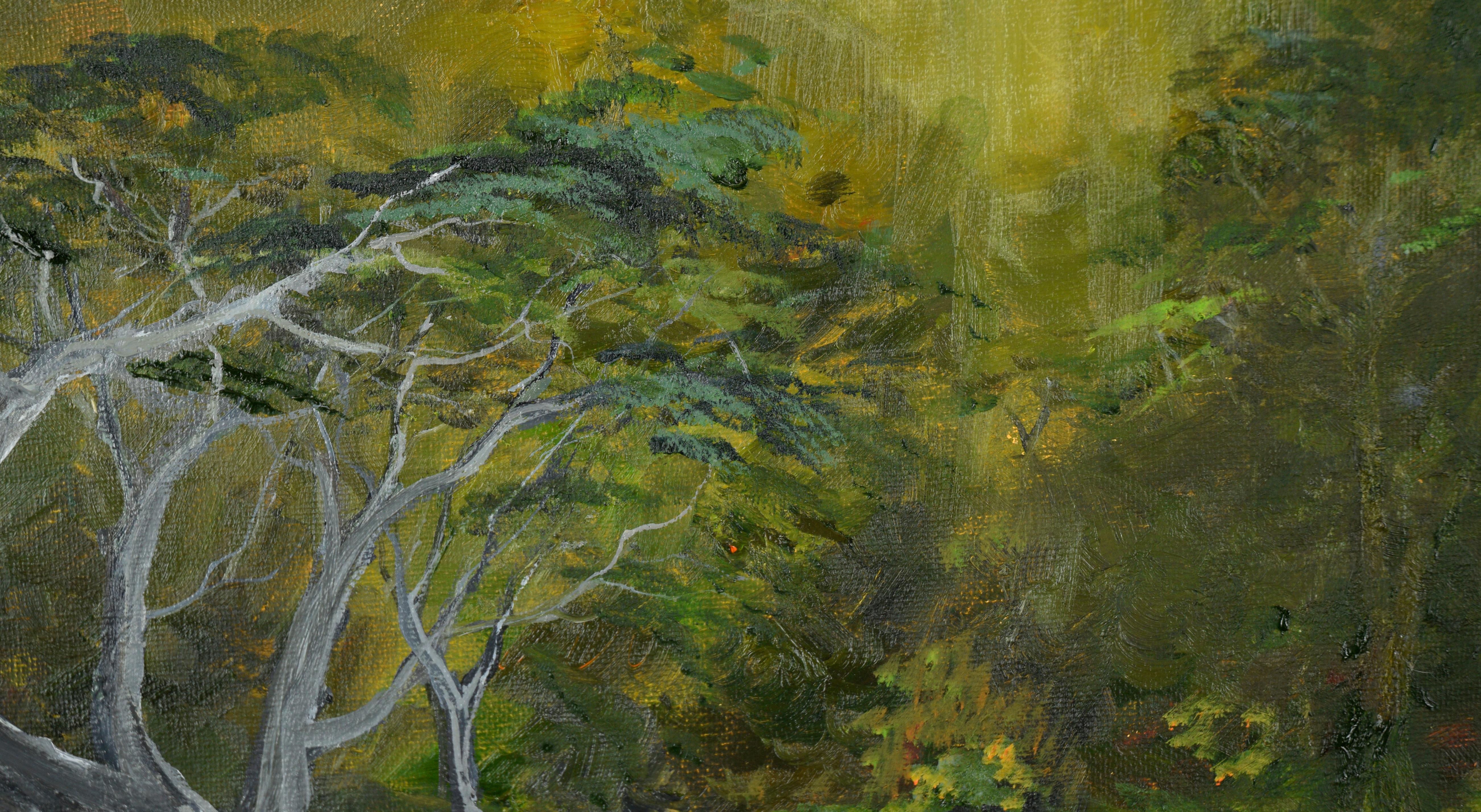 California Rocky Cove - Pacific Coast - Big Sur - Paysage marin à l'huile sur toile - Impressionnisme américain Painting par Kathleen Murray