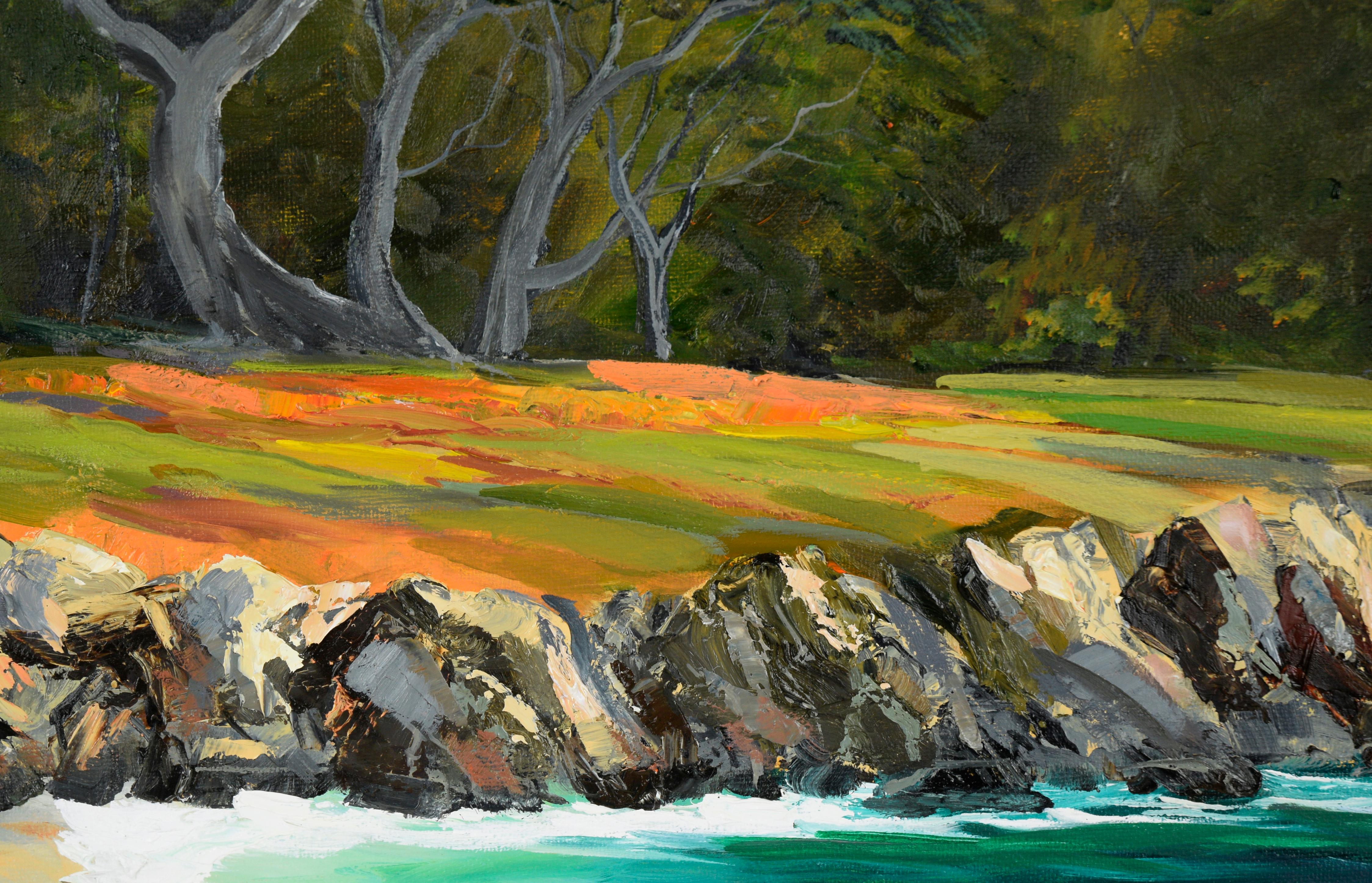California Rocky Cove - Pacific Coast - Big Sur - Paysage marin à l'huile sur toile en vente 1