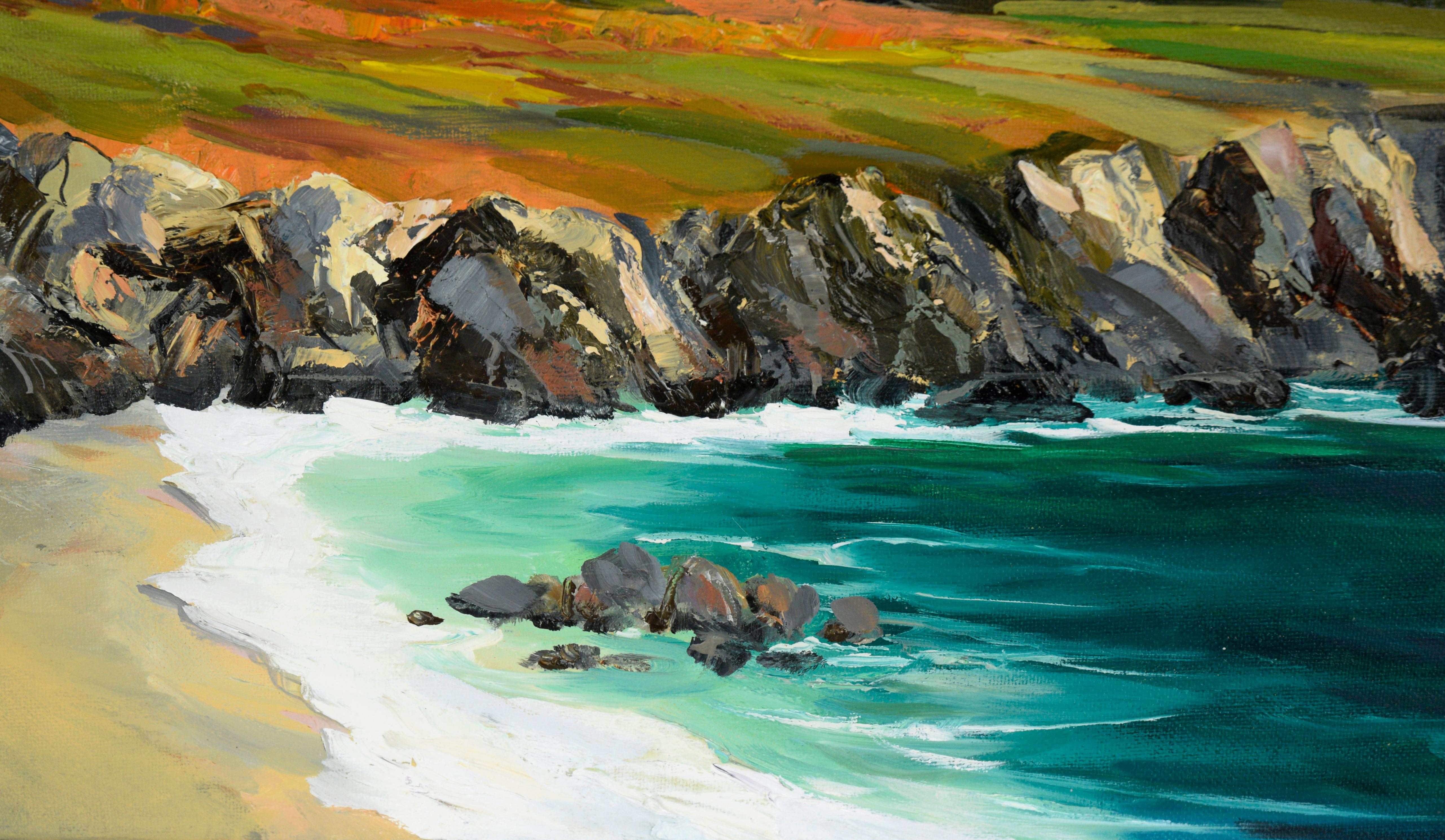 California Rocky Cove - Pacific Coast - Big Sur - Paysage marin à l'huile sur toile en vente 2