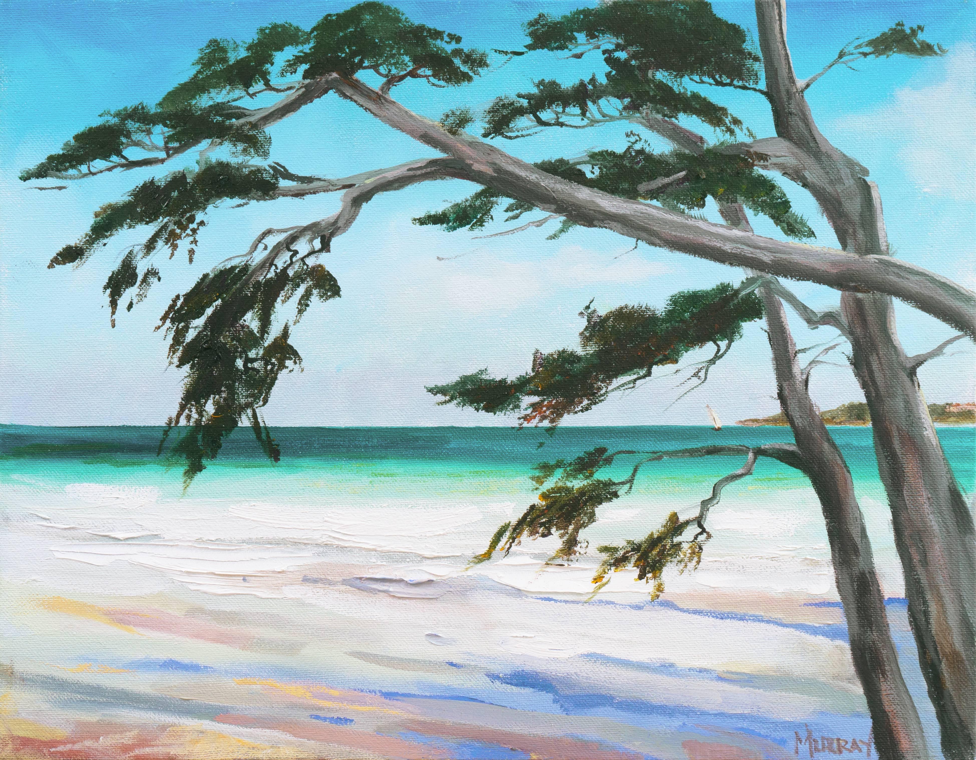 Kathleen Murray Landscape Painting - 'Carmel Beach, Low Tide', California Woman Artist