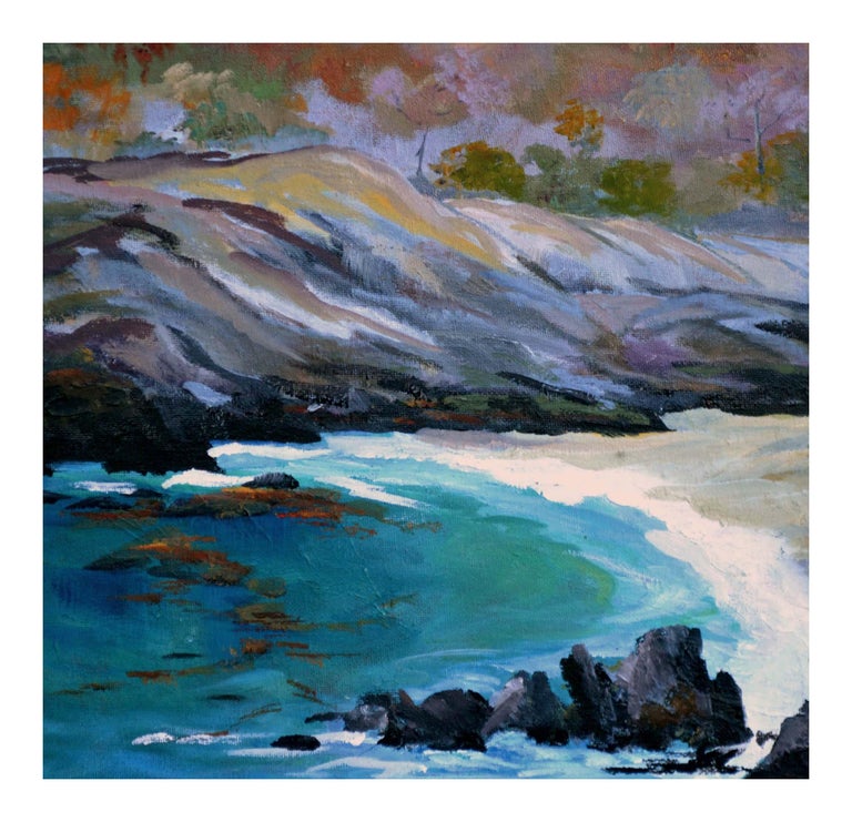 Carmel Coast, Small-Scale Contemporary California Seascape by Kathleen Murray 

Gorgeous contemporary seascape of the beautiful Carmel, California coast by Kathleen Murray (American, b.1958), circa 2015. The vibrant turquoise waters of the pacific