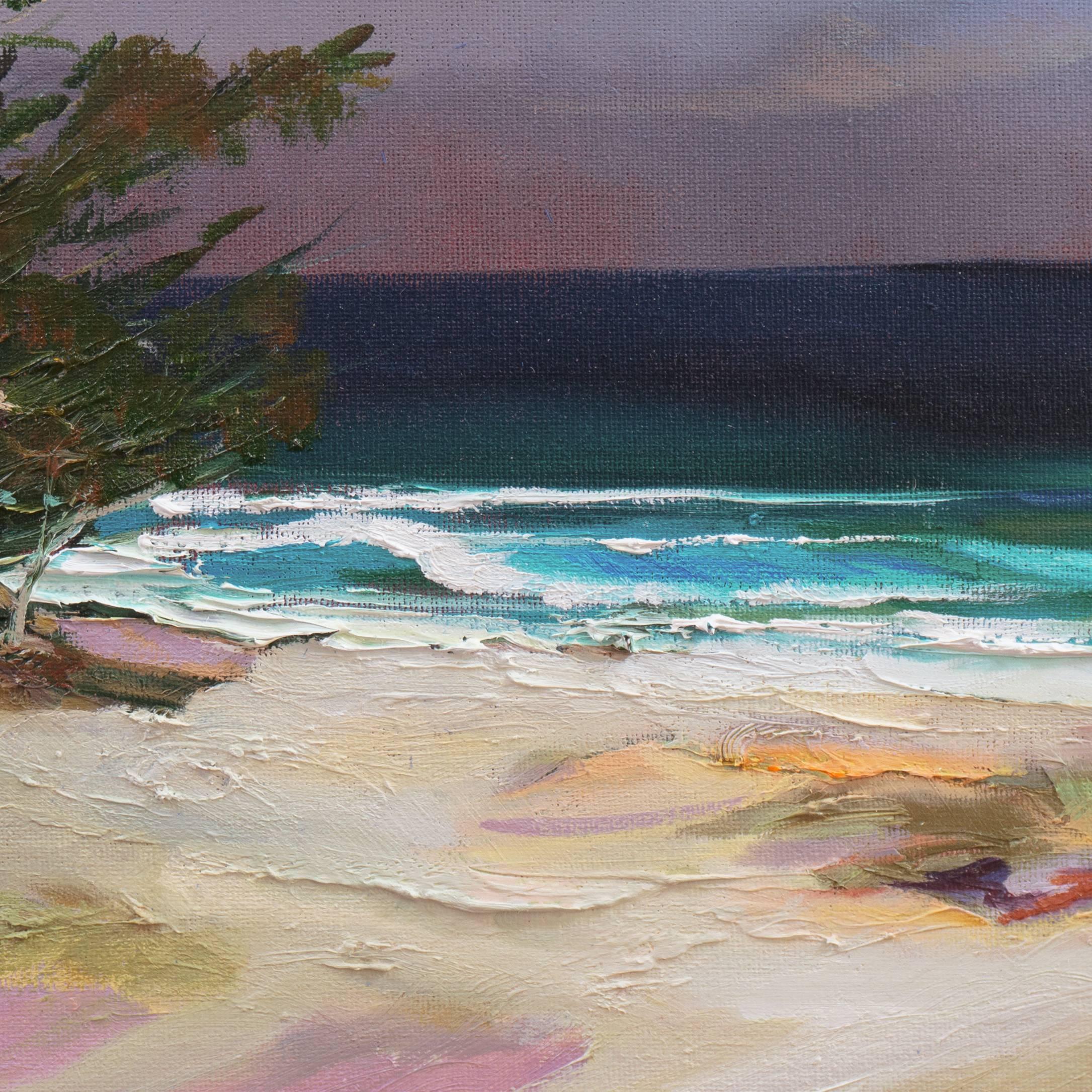 Carmel Sunset - Gray Landscape Painting by Kathleen Murray