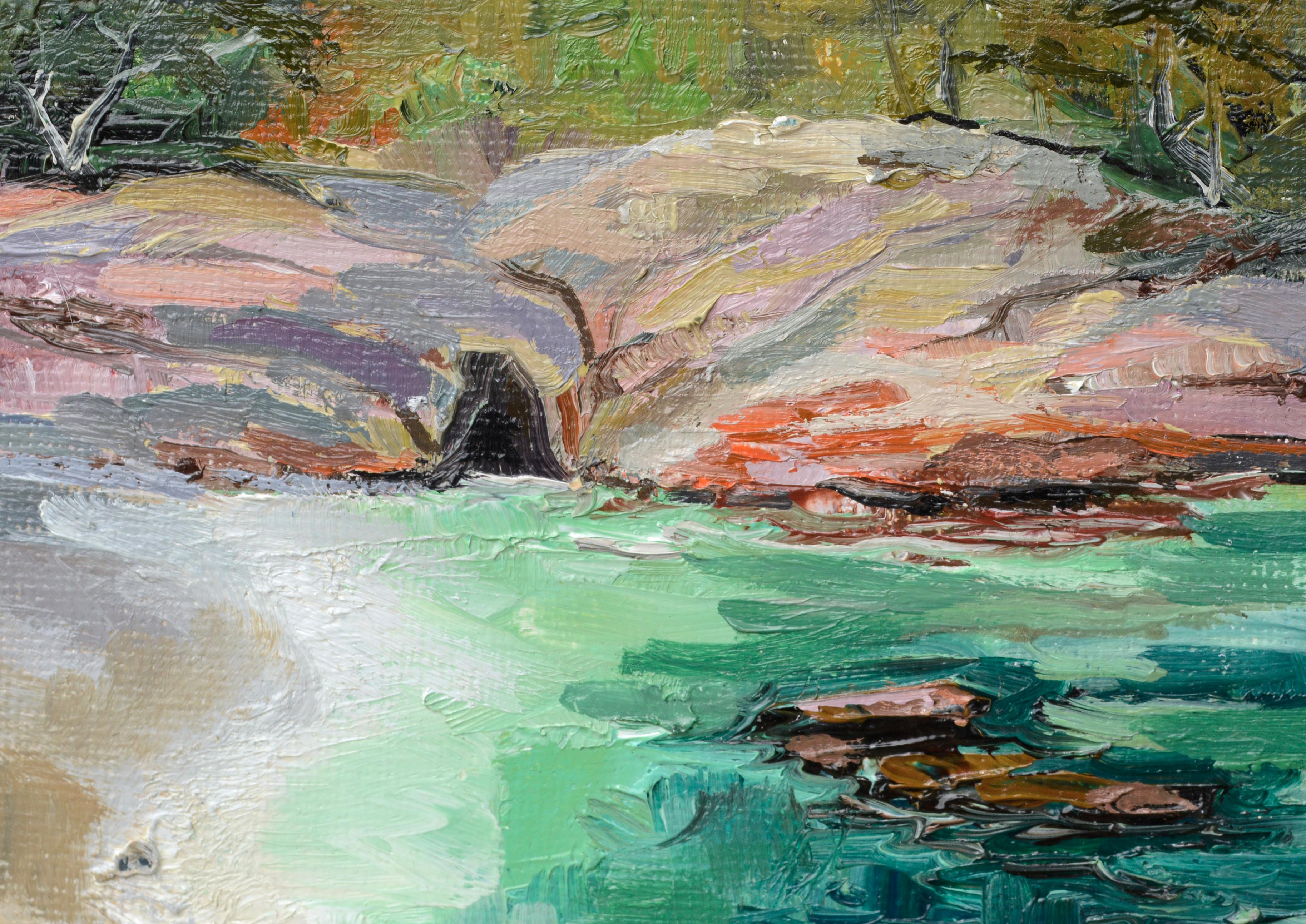 China Cove Carmel California, Small Contemporary Pacific Coast Seascape  - Painting by Kathleen Murray