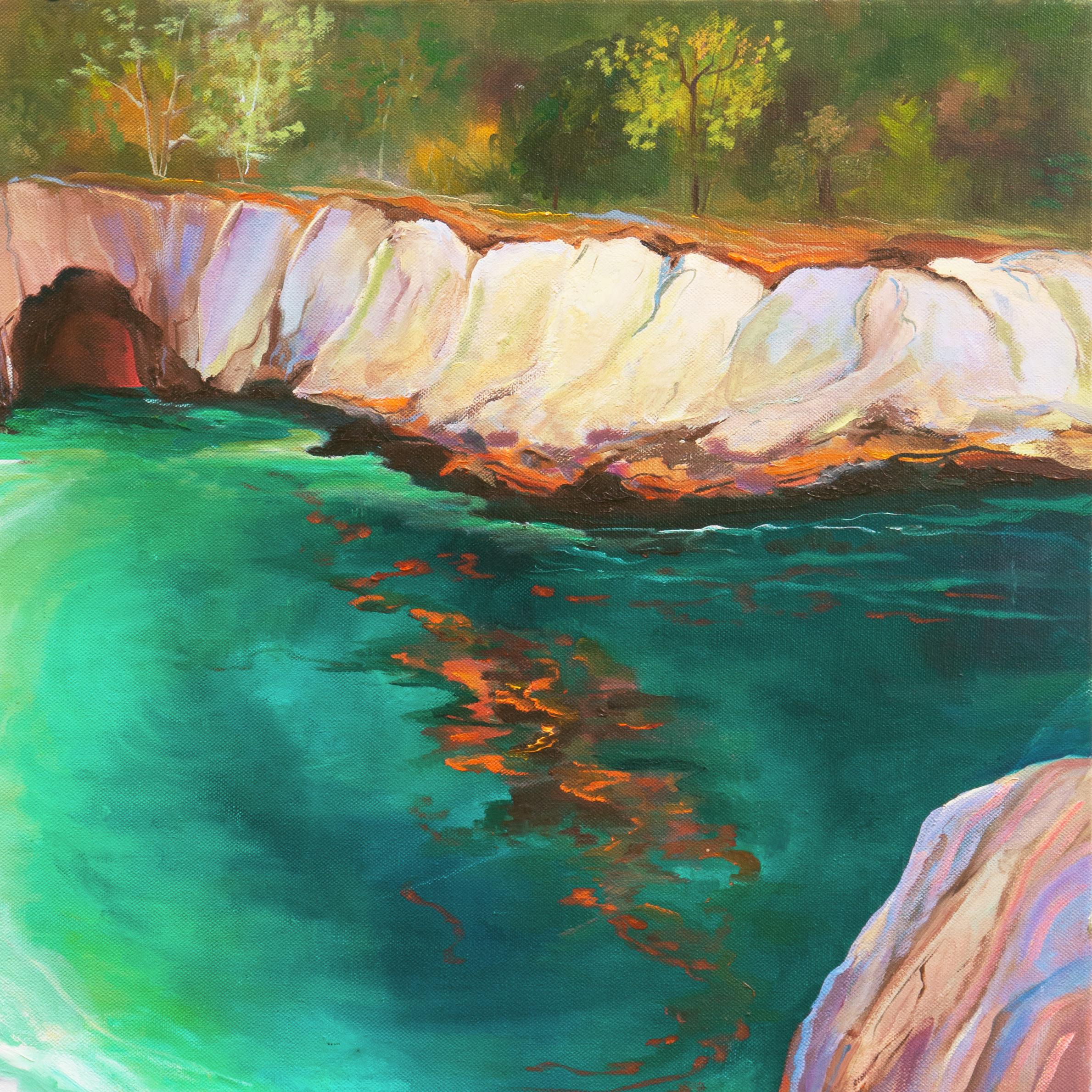 Hidden Cove, Big Sur  - Brown Landscape Painting by Kathleen Murray