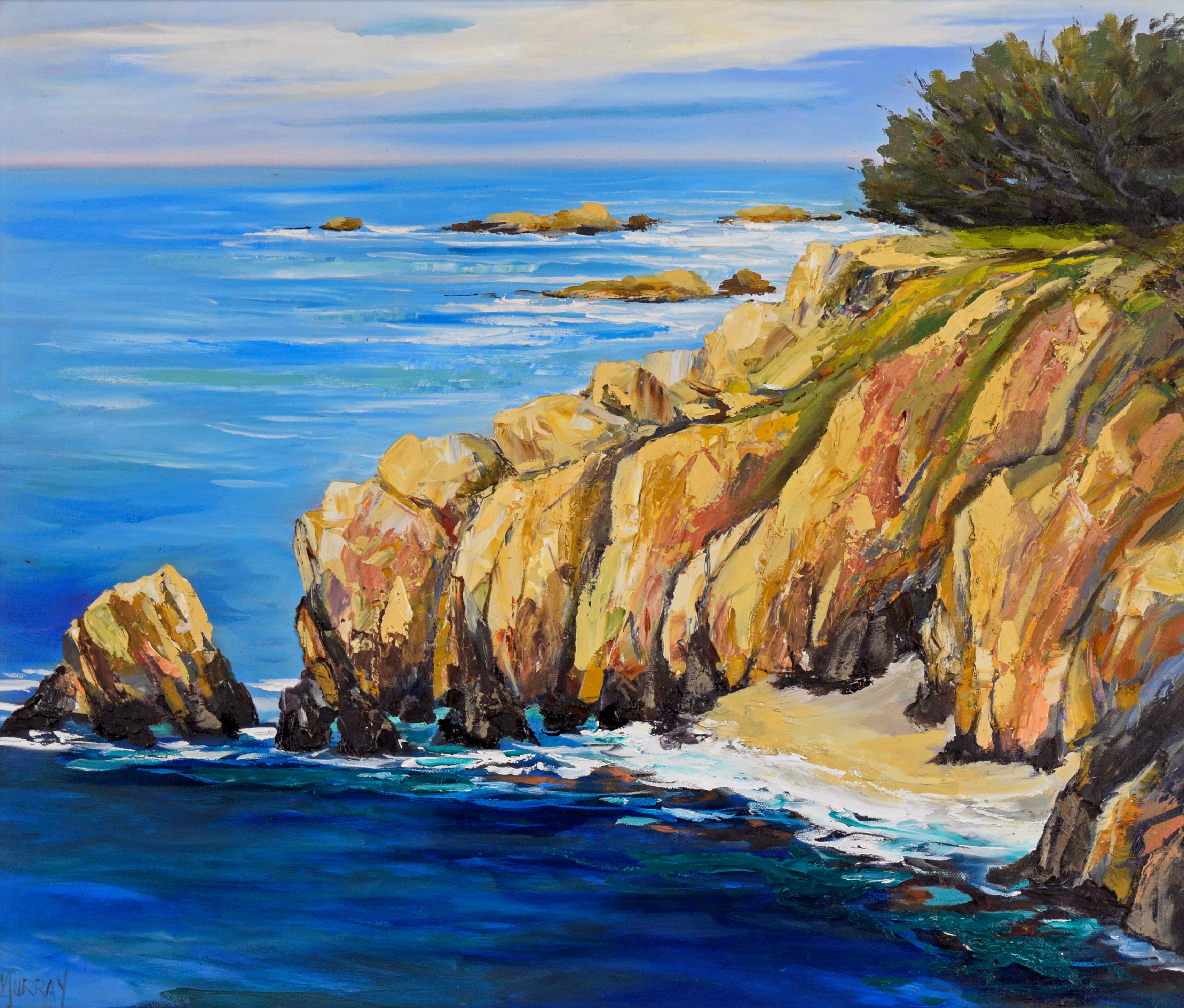 Hurricane Point, Big Sur - Impasto and Pallett Knife Oil on Canvas - Painting by Kathleen Murray
