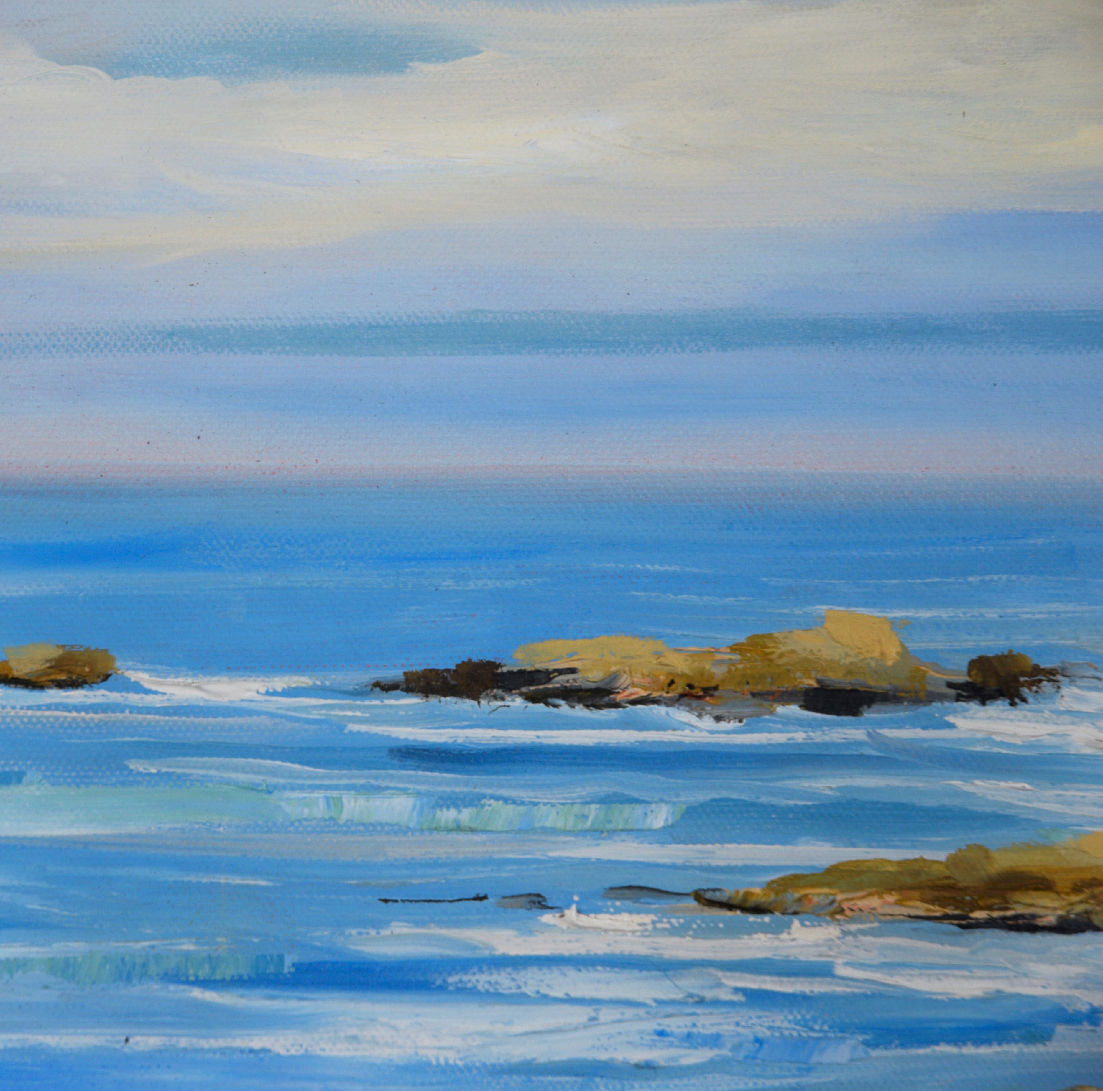 Hurricane Point, Big Sur - Huile sur toile

Peinture à l'huile représentant Hurricane Point, Big Sur, Californie par Kathleen Murray (américaine, née en 1958). Des eaux bleues transparentes sont visibles le long de la côte californienne rocheuse,