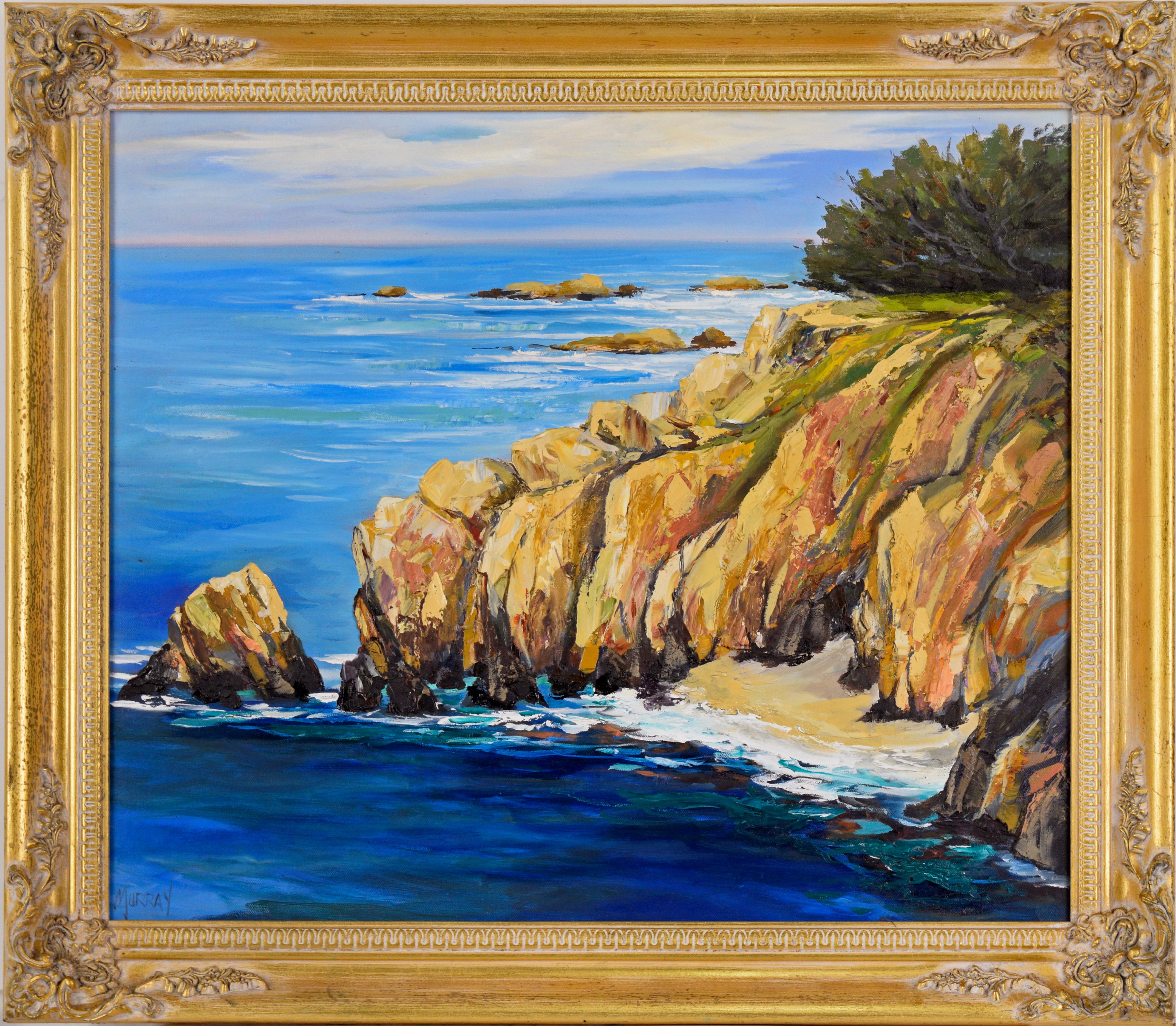 Kathleen Murray Landscape Painting - Hurricane Point, Big Sur - Impasto and Pallett Knife Oil on Canvas