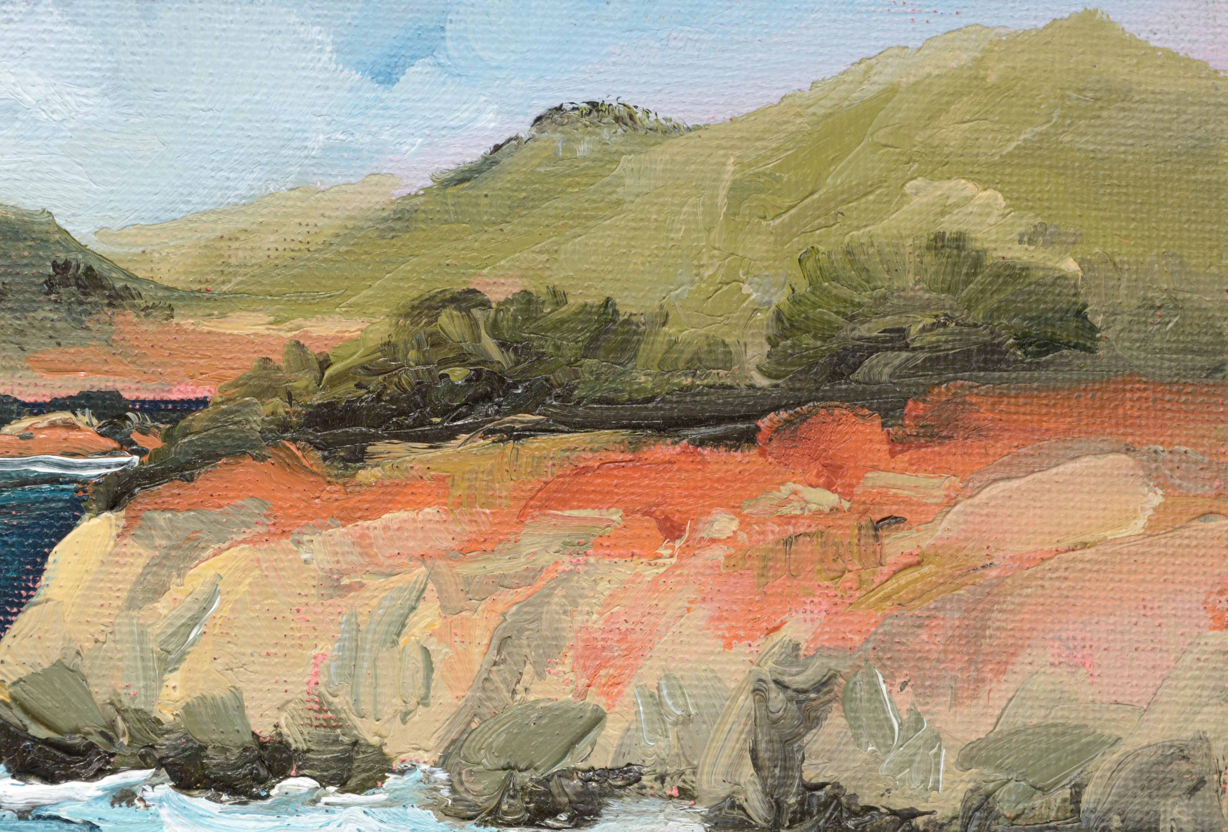 Orange Cliffs at Big Sur Landscape - American Impressionist Painting by Kathleen Murray