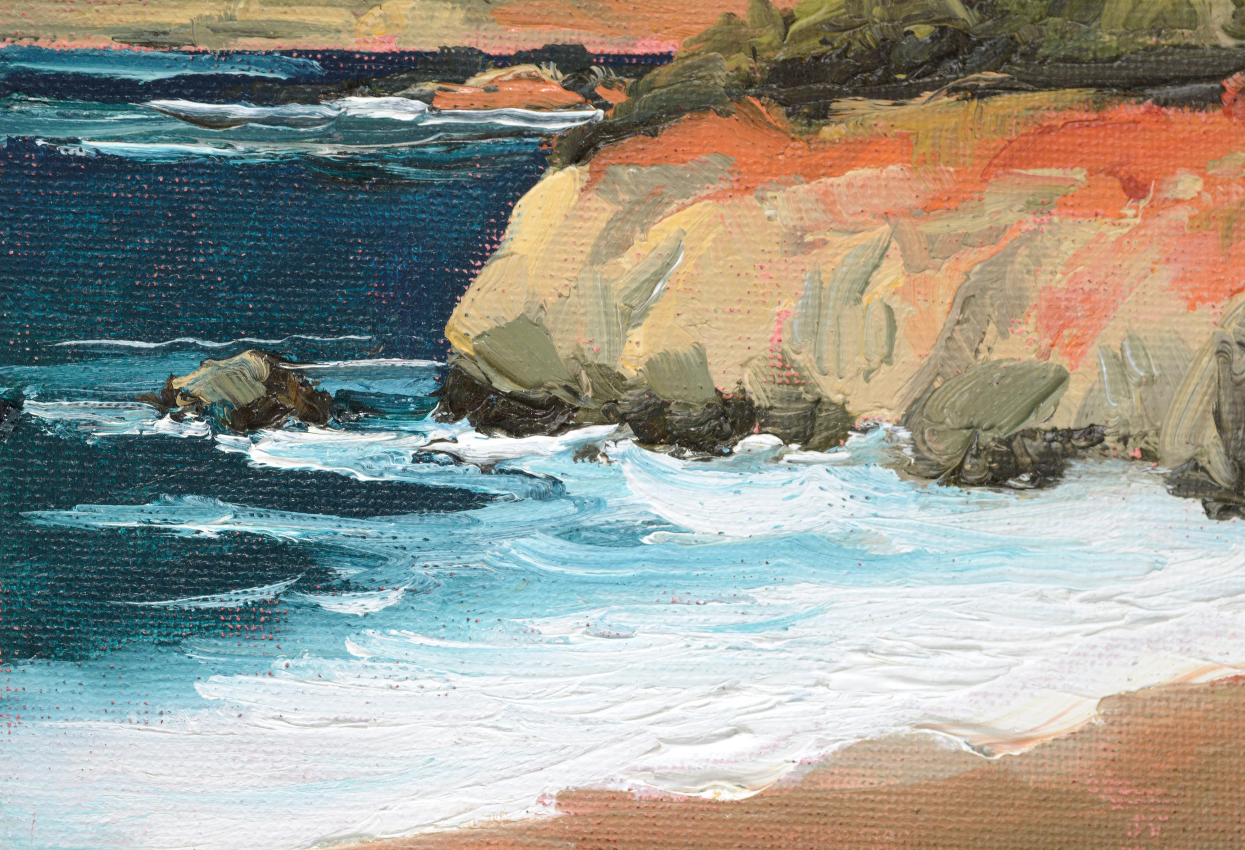 Miniature landscape of Big Sur cliffs by Kathleen Murray (American, b. 1958). Signed 