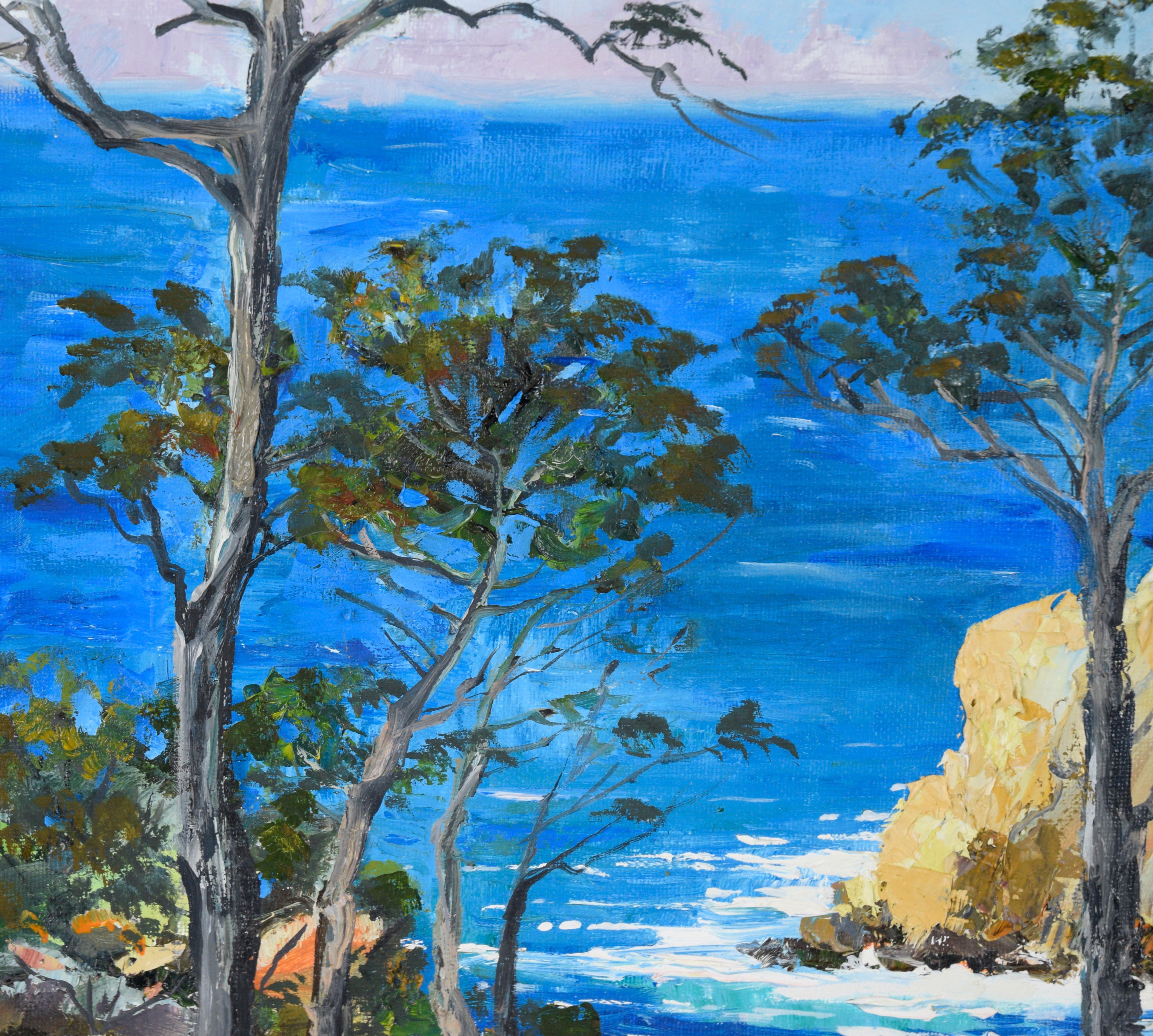 Path to the Ocean - Pacific Coast  - Point Lobos Seascape in Oil on Canvas - American Impressionist Painting by Kathleen Murray